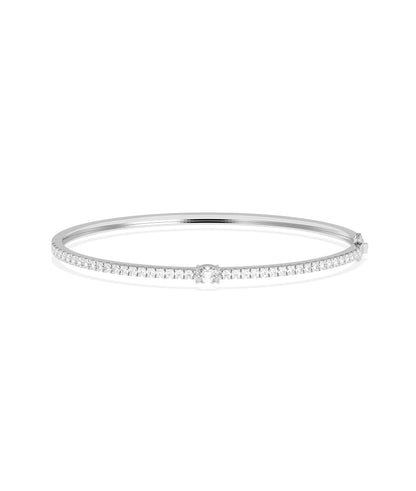 Diamond Line Bangle with Solitaire