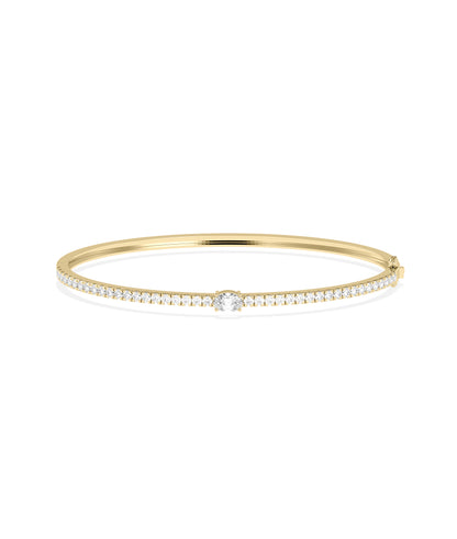 Diamond Line Bangle with Solitaire