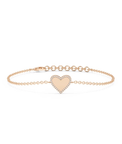 Diamond Outline Heart Bracelet | Elegant Diamond Bangle