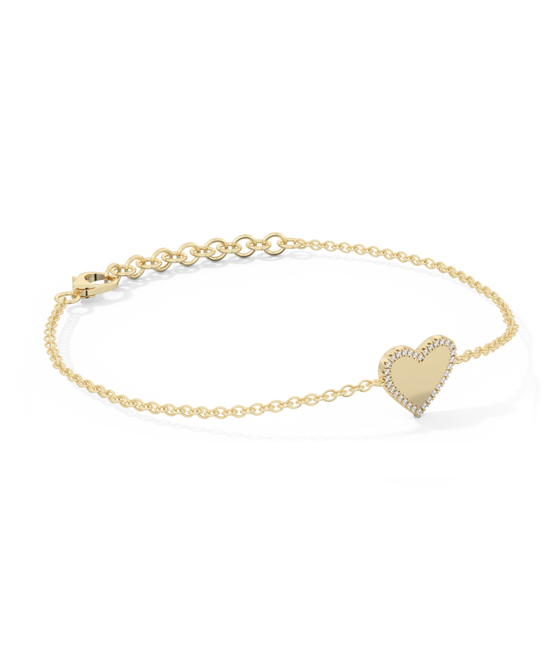 Diamond Outline Heart Bracelet | Elegant Diamond Bangle