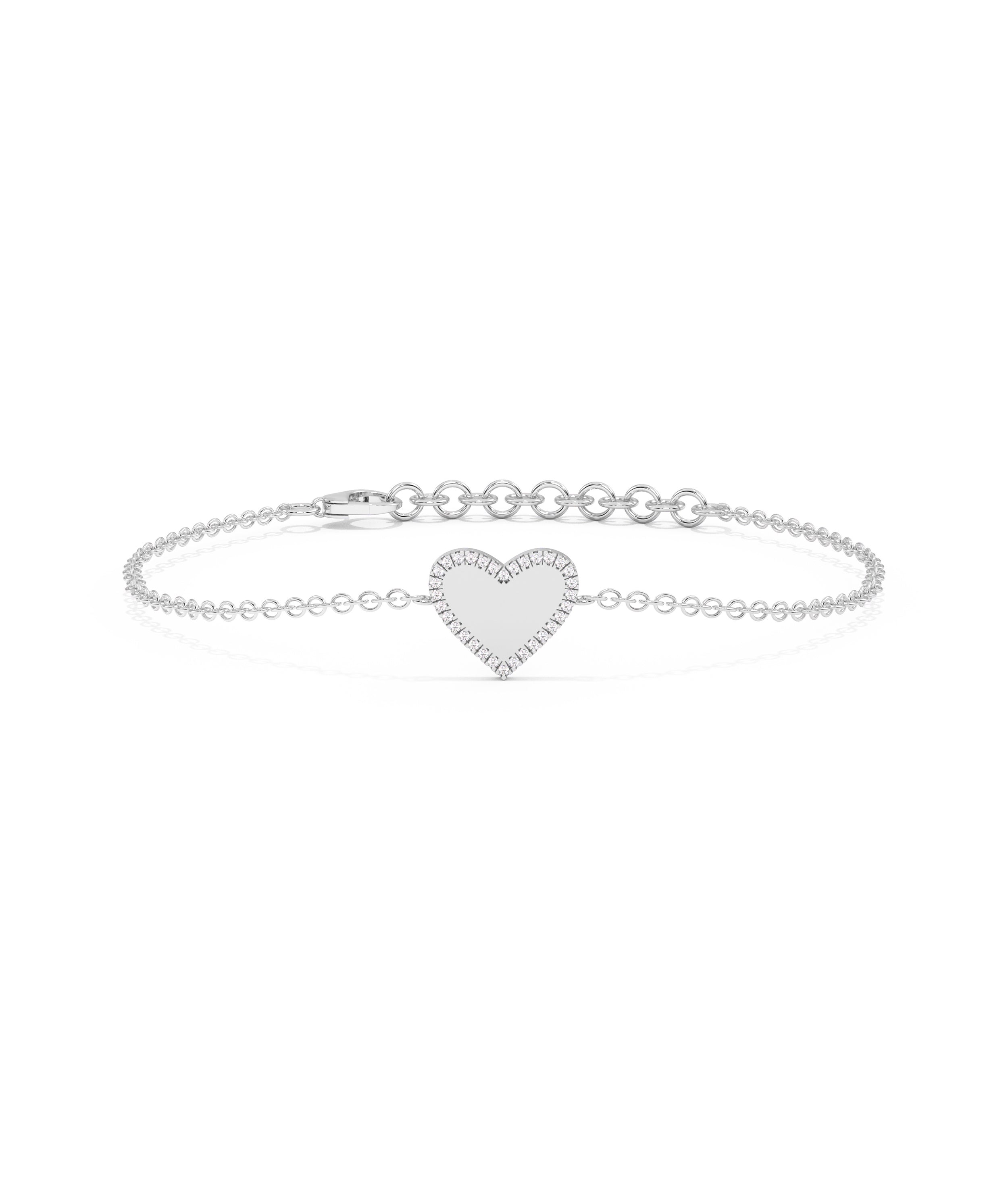 Diamond Outline Heart Bracelet | Elegant Diamond Bangle