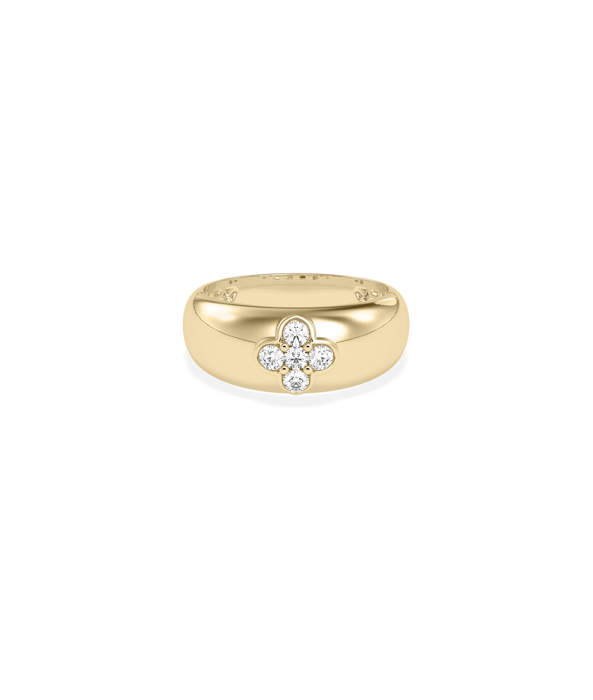 Diamond Band Ring: Cluster Clover Dome