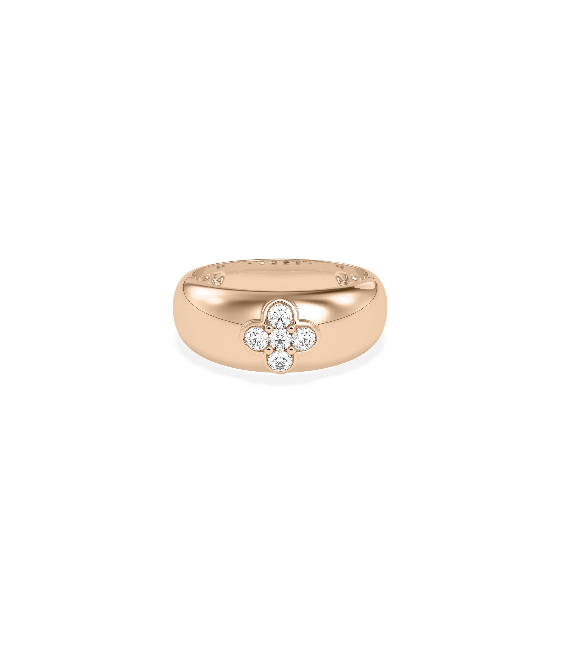 Diamond Band Ring: Cluster Clover Dome