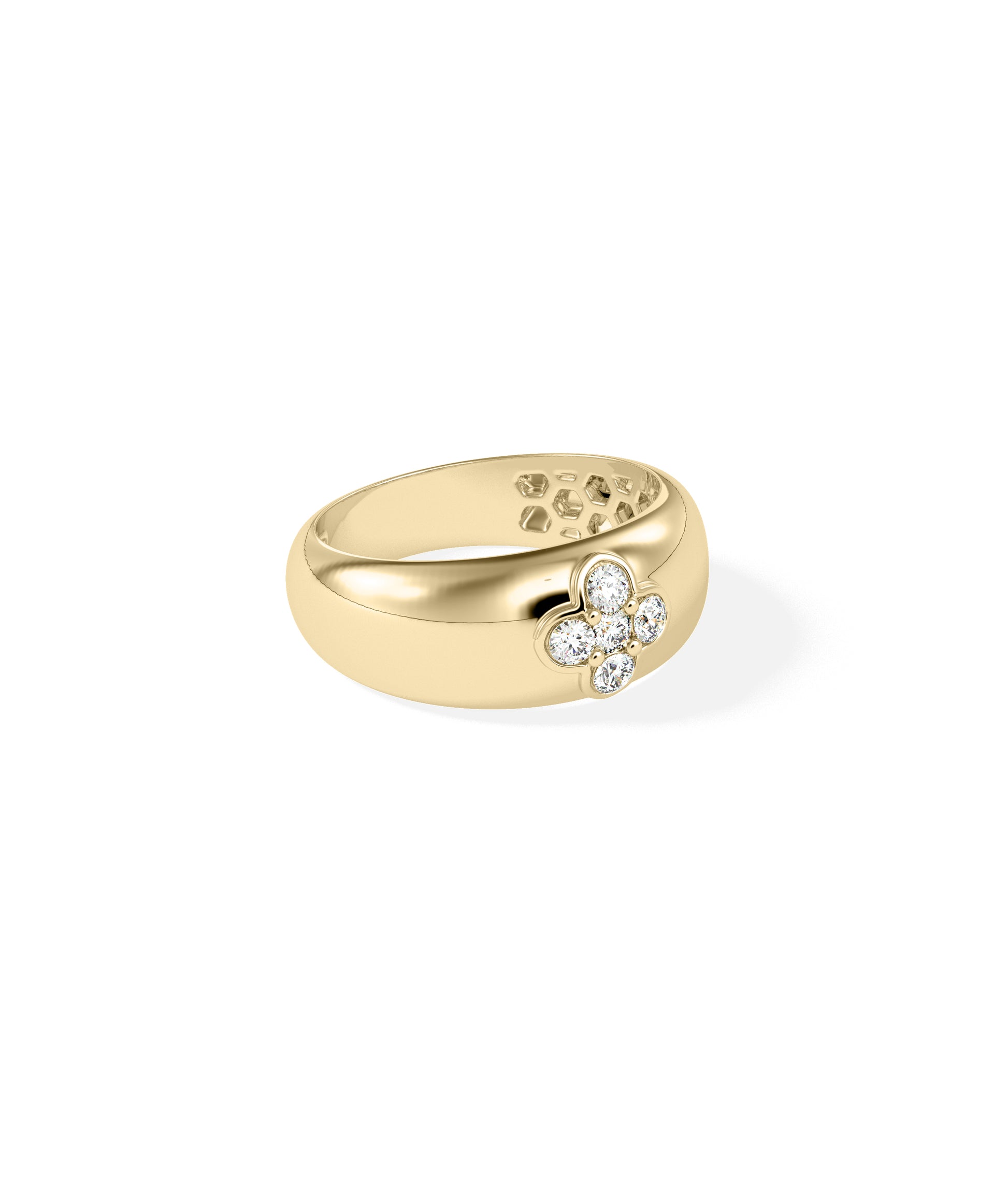 Diamond Band Ring: Cluster Clover Dome