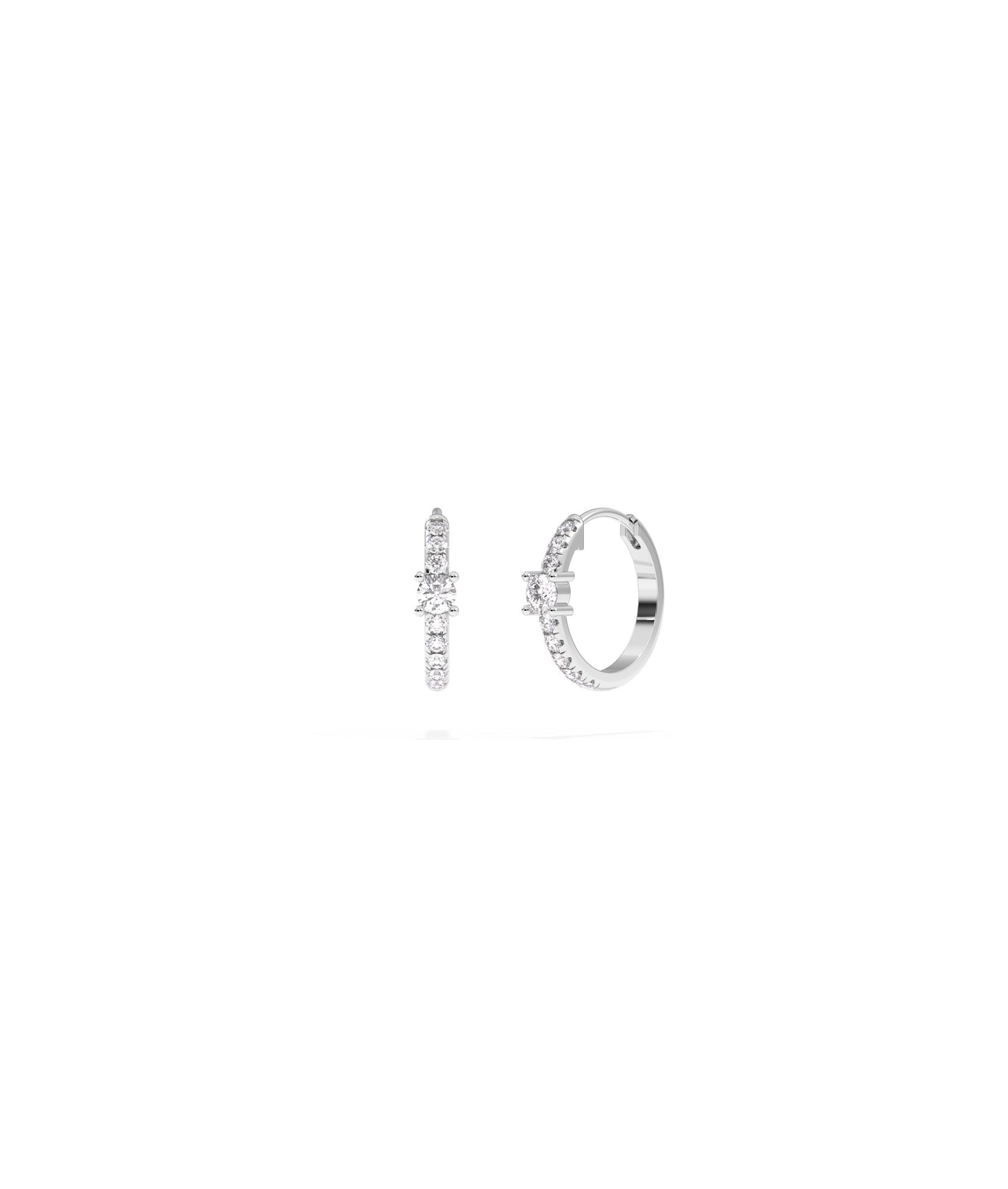 Diamond Solitaire Hoop Earrings | Diamond Earrings