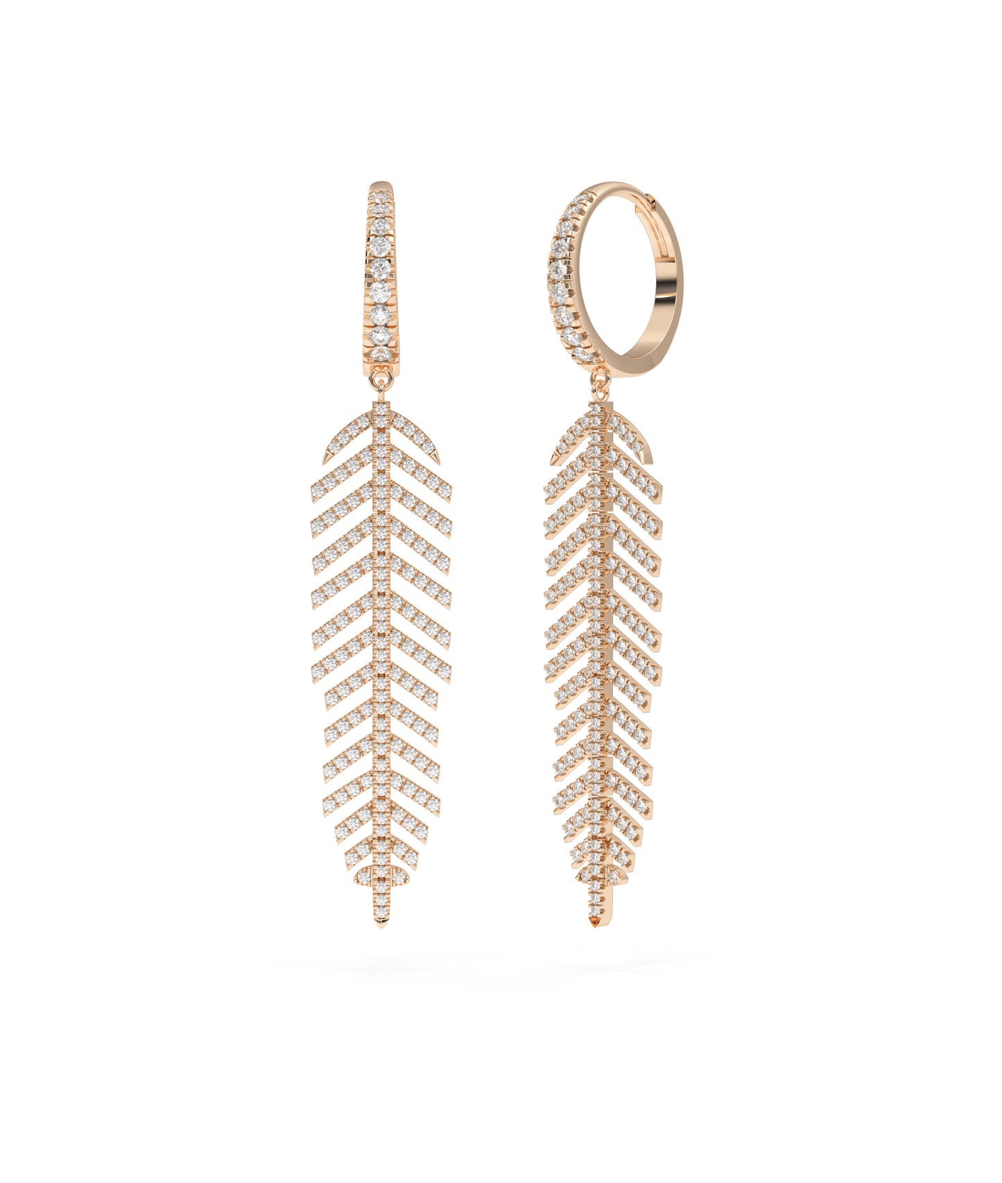 Diamond Pave Feather Dangle Earring | Perfect Diamond Earrings 