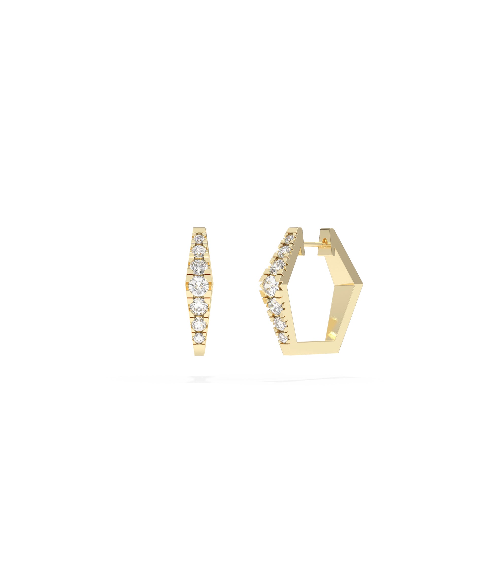 Geometric Petite Hoop Earrings | Diamond Earrings