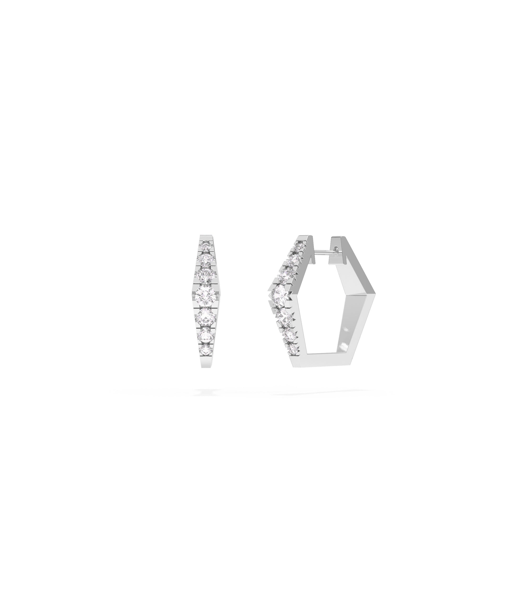 Geometric Petite Hoop Earrings | Diamond Earrings