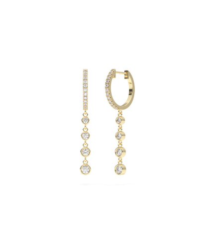 Diamond Hoop with Bezel Set Dangle Earring | Everyday Diamond Earrings