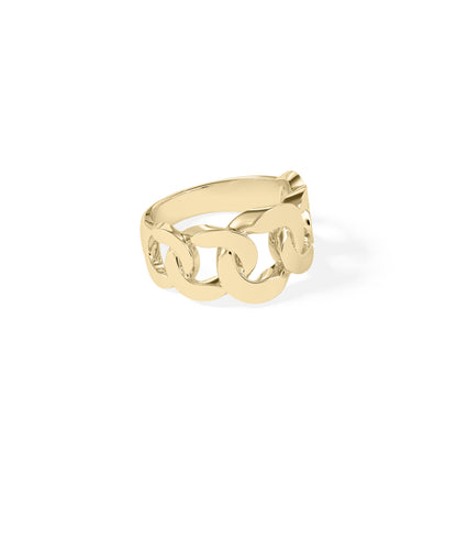 Gold Curb Link Diamond Band Ring