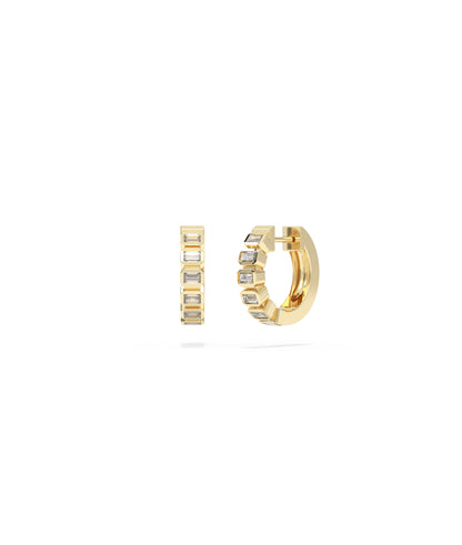 Diamond Baguette Hoop Earrings  I Sparkling Diamond Earrings for Women