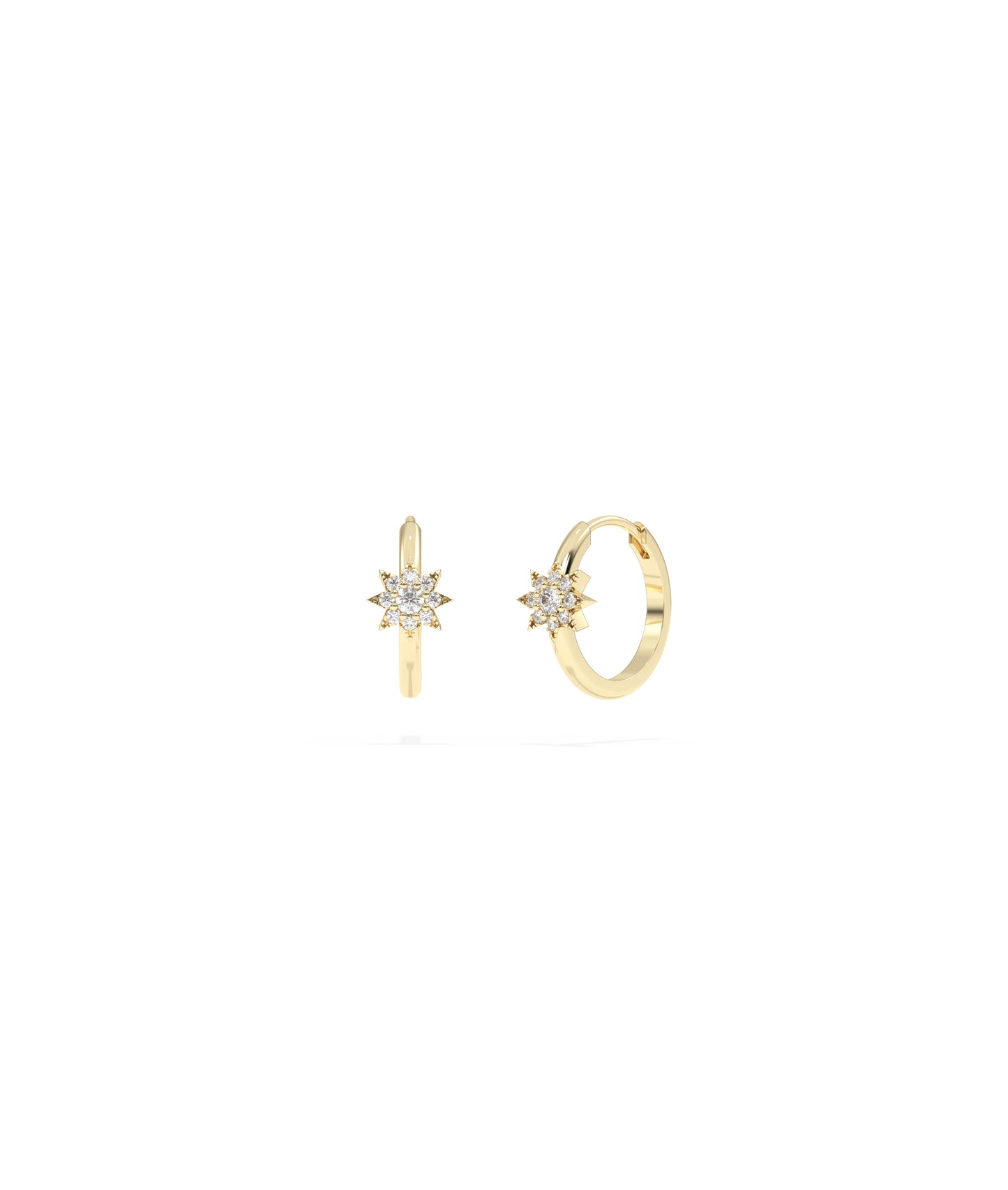 Diamond Flower Hoop Earring | Diamond Earrings