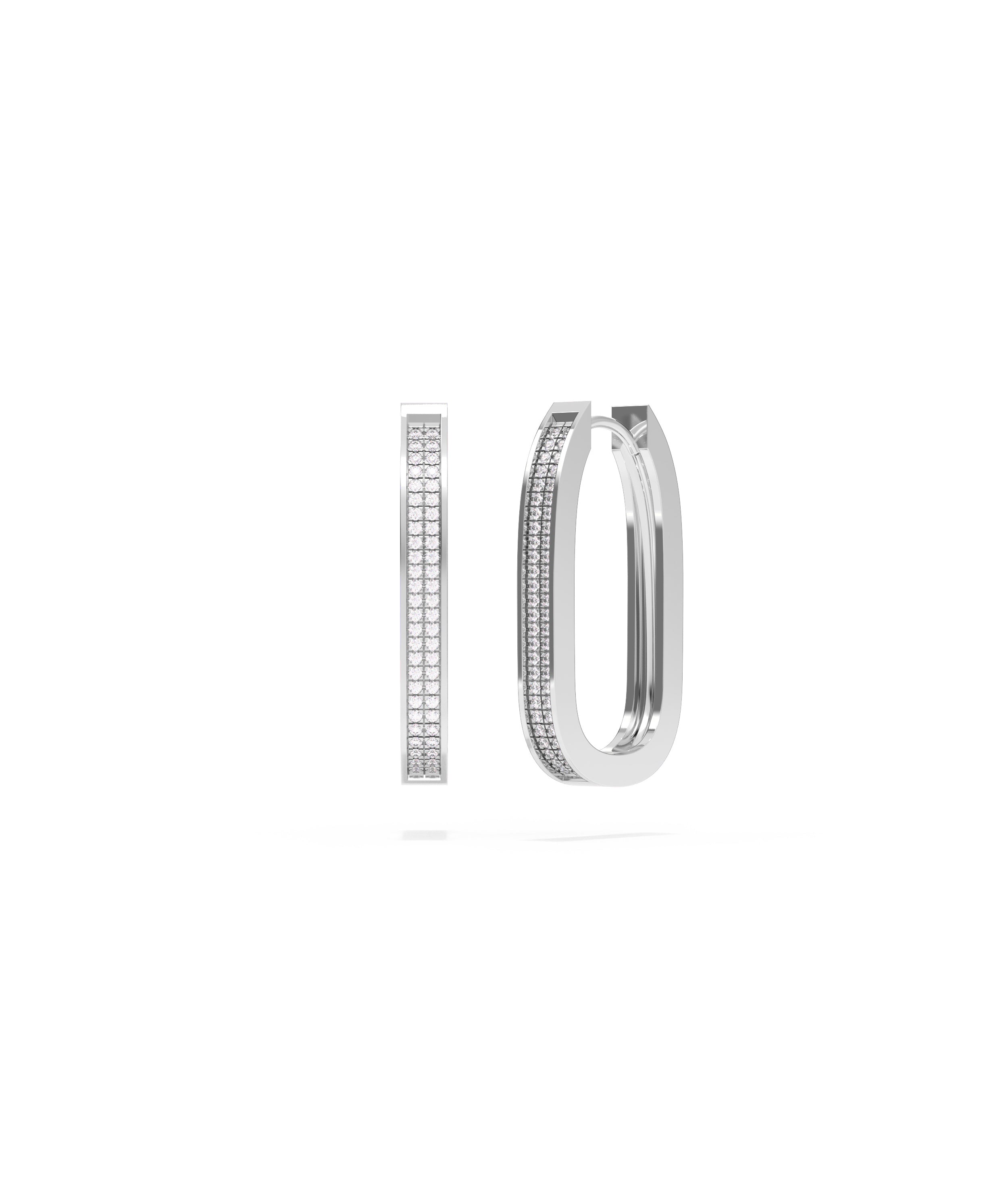 2 Row Diamond Cushion Shape Hoop Earring | Diamond Earrings 