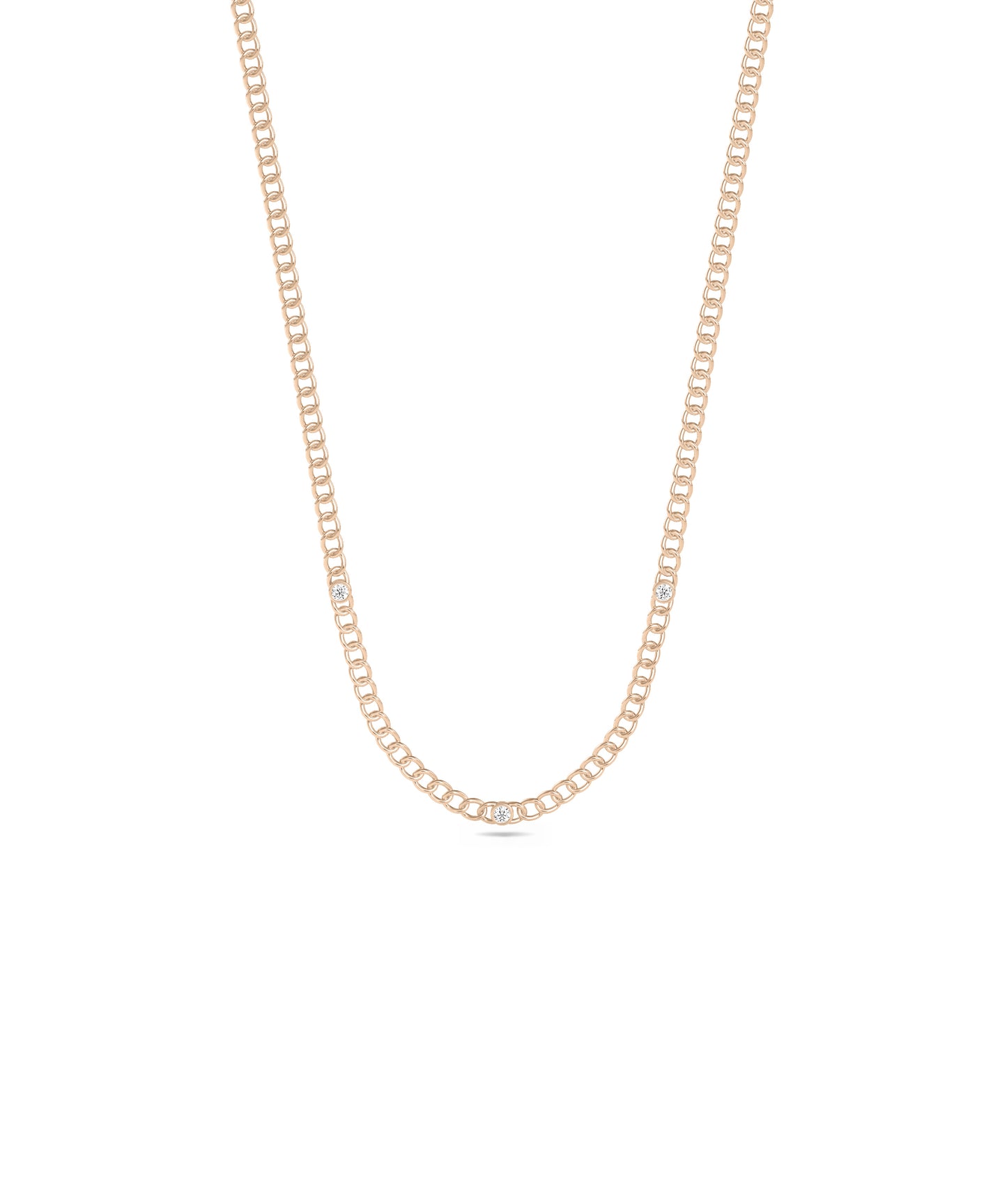 Diamond Solitaire Curb Link Necklace - Everyday Jewelry