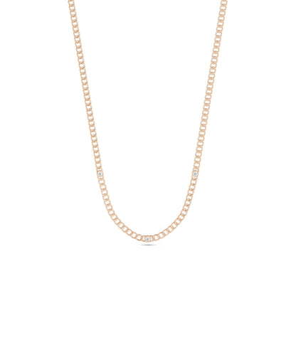 Diamond Solitaire Curb Link Necklace - Everyday Jewelry