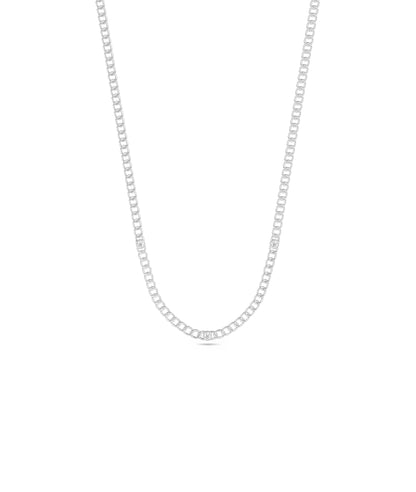 Diamond Solitaire Curb Link Necklace - Everyday Jewelry