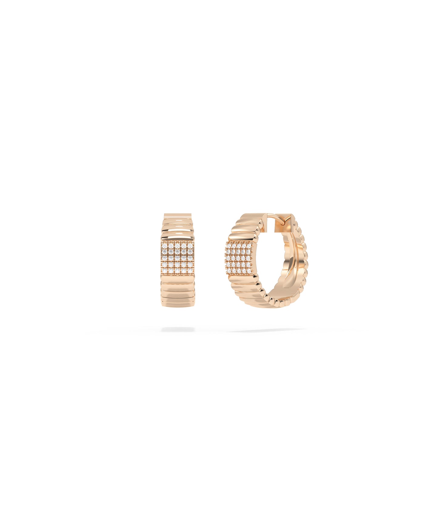 Diamond Pave Cushion Groove Hoop Earring | Elegant Diamond Earrings 