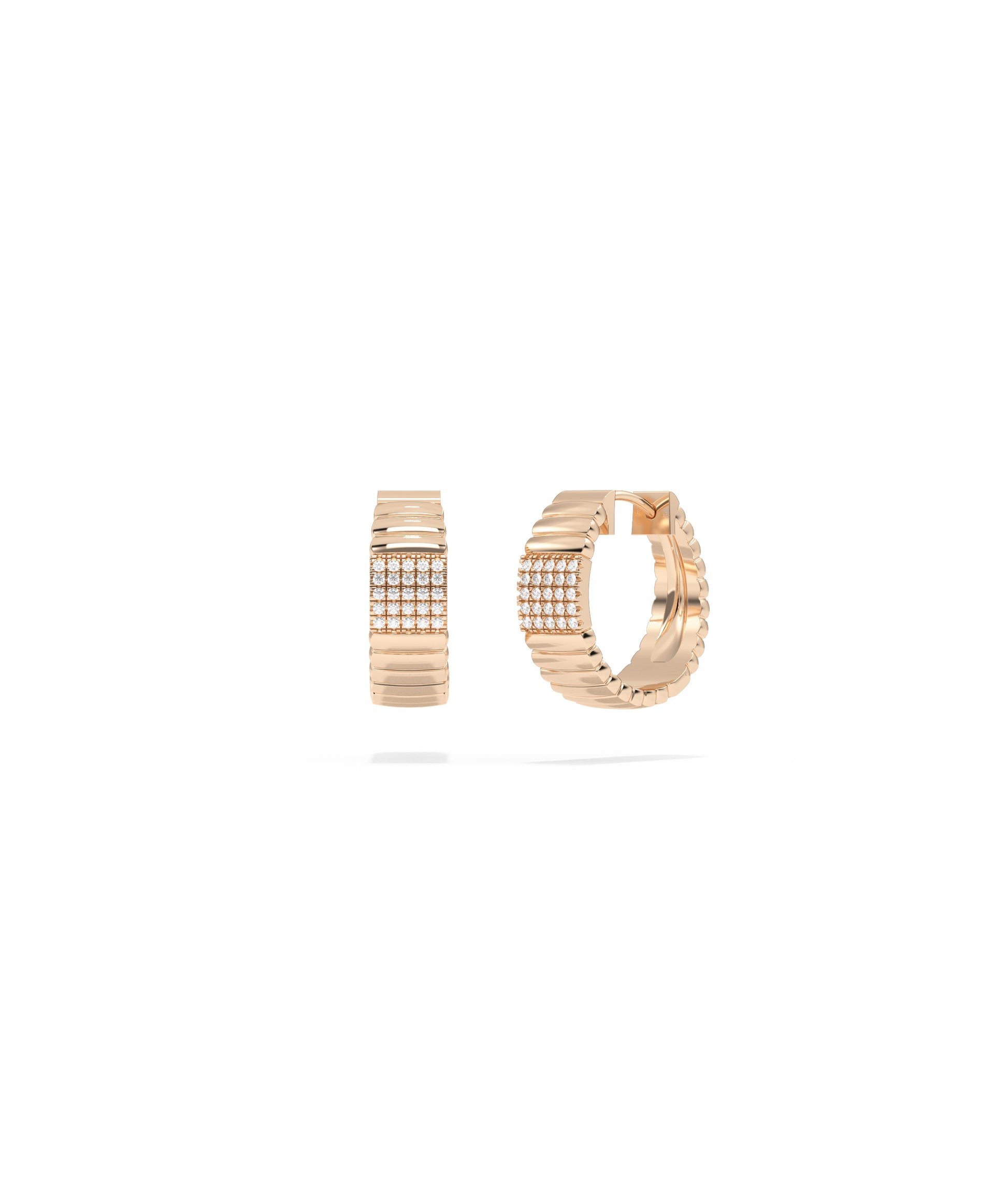 Diamond Pave Cushion Groove Hoop Earring | Elegant Diamond Earrings 