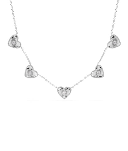 Groove Heart Station Necklace with Diamond Solitaire