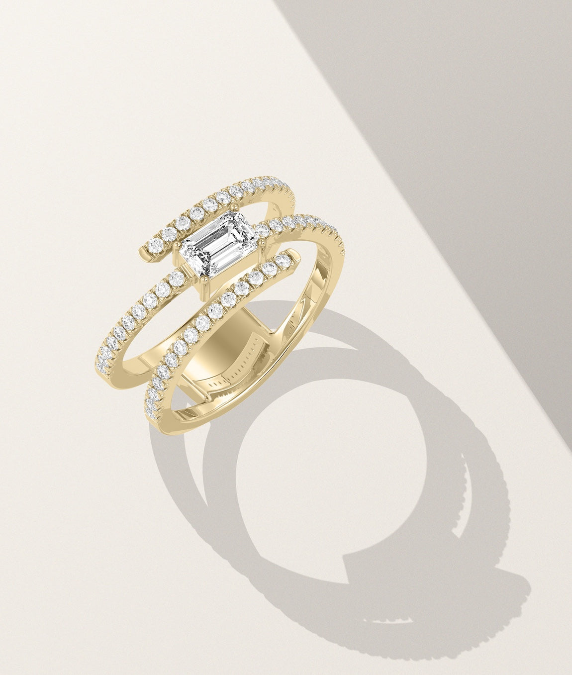 Diamond Swirl Ring with Solitaire