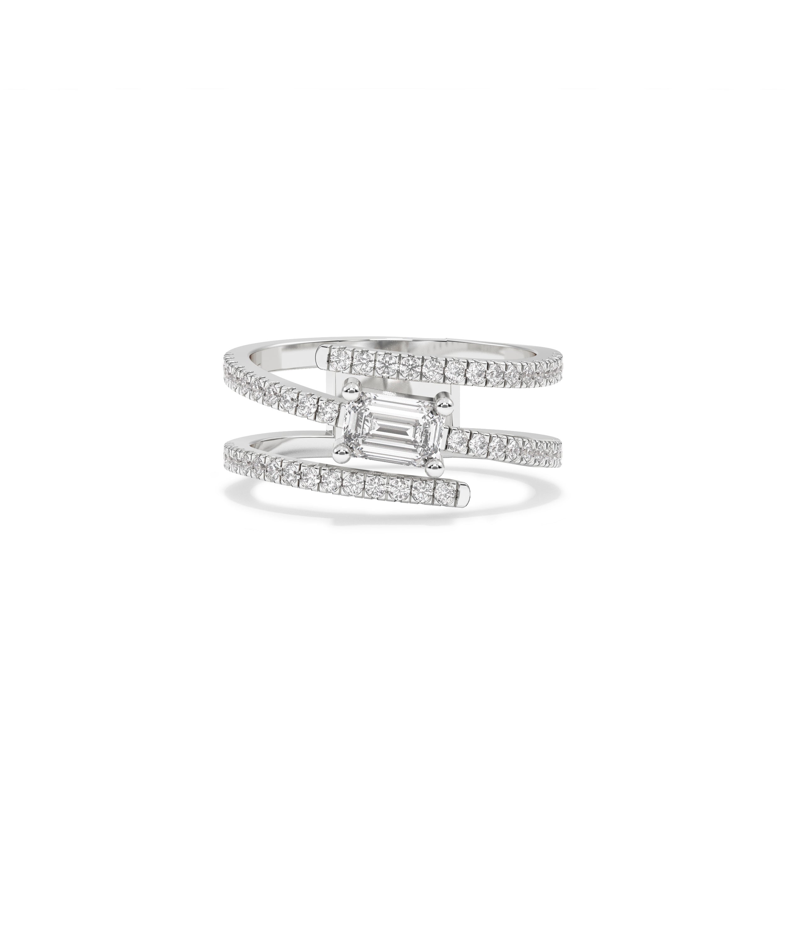 Diamond Swirl Ring with Solitaire