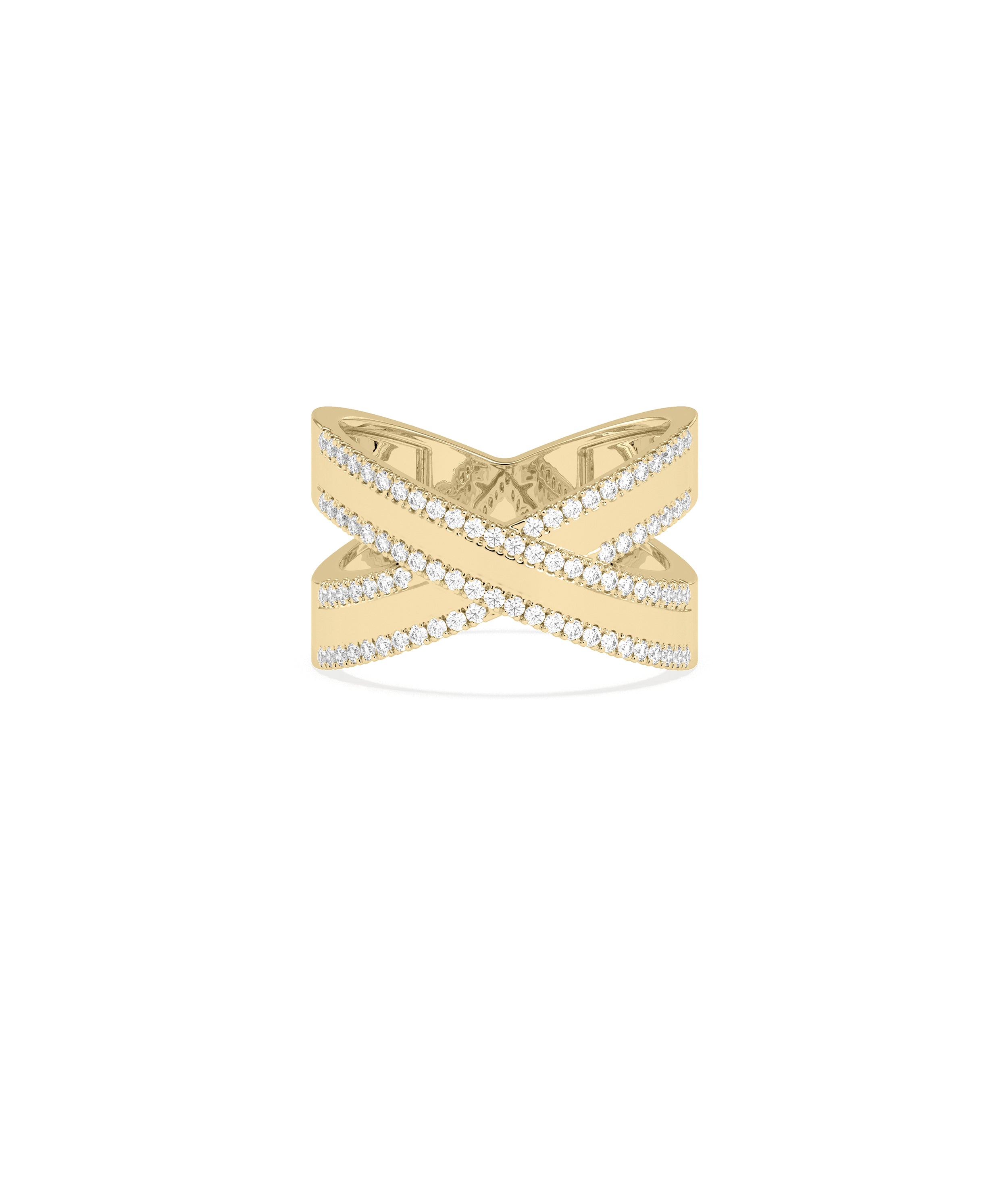 2 Line Diamond Criss Cross Ring | Everyday Jewelry