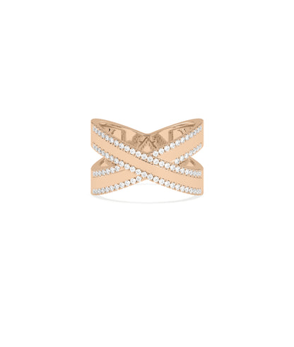 2 Line Diamond Criss Cross Ring | Everyday Jewelry