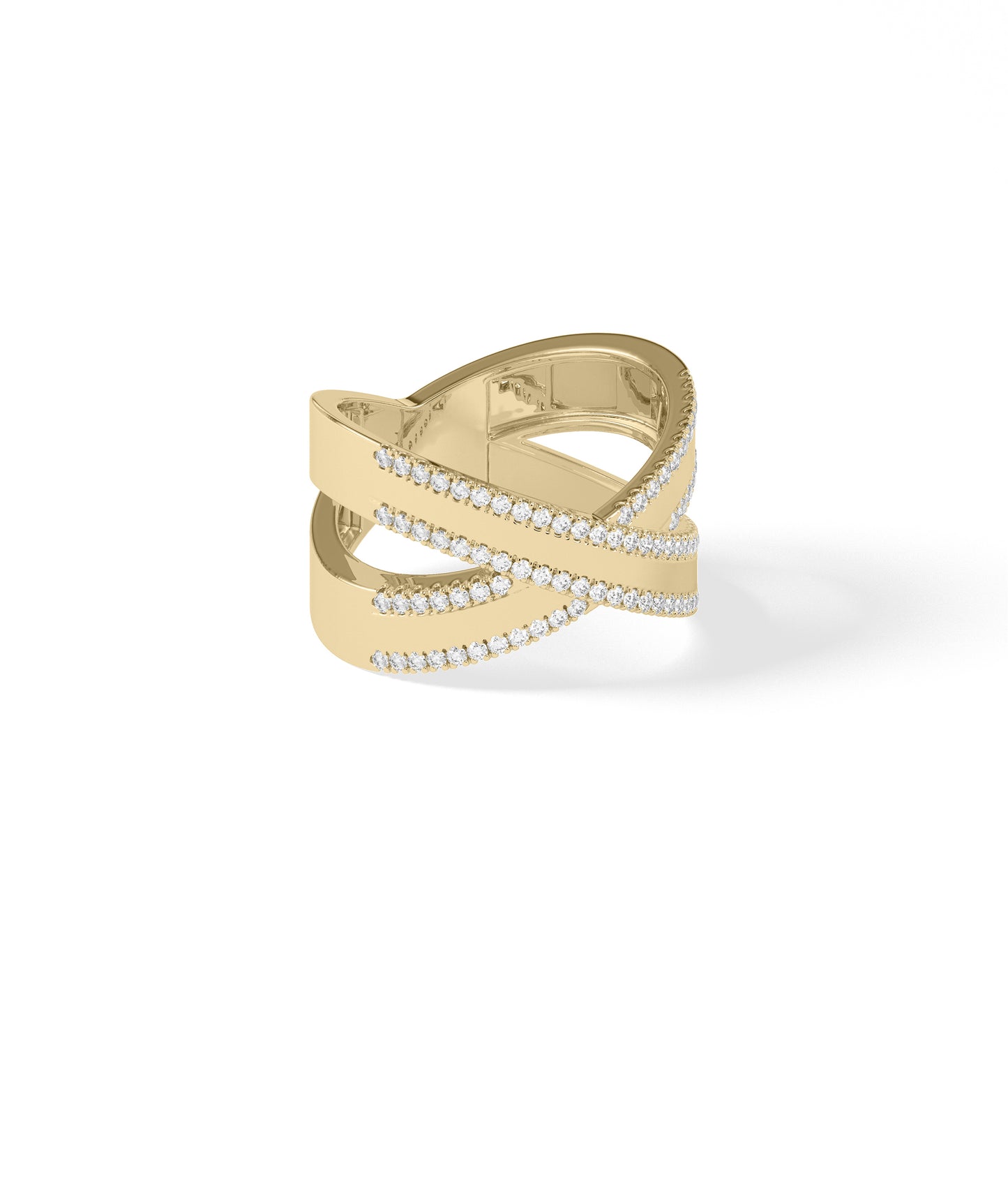 2 Line Diamond Criss Cross Ring | Everyday Jewelry