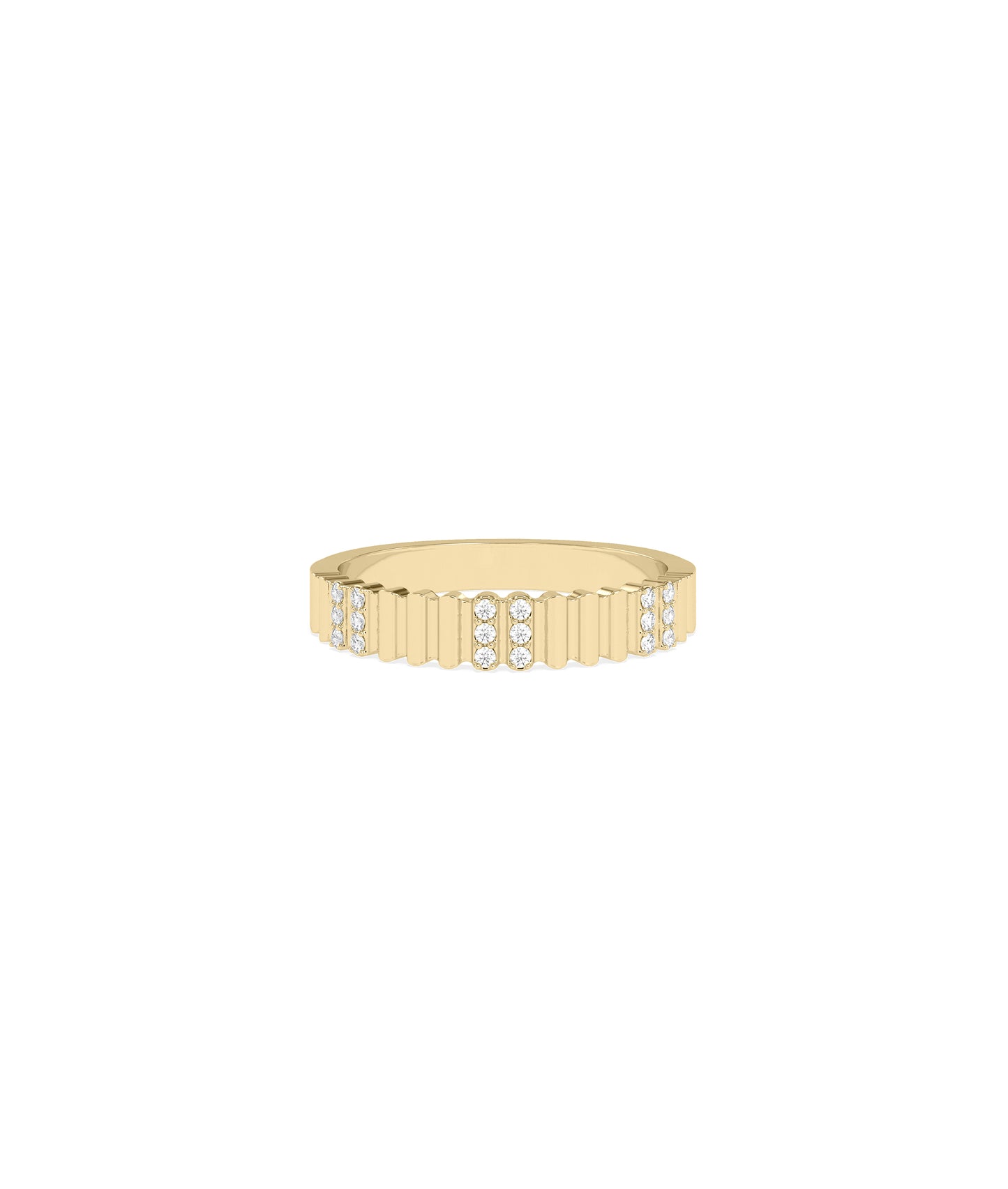 2 Row Diamond Cluster Station Groove Band Ring | Diamond Band Ring