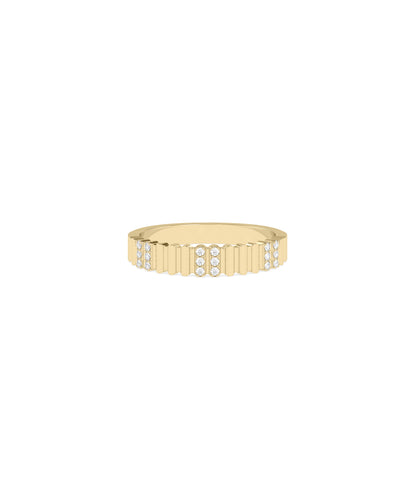 2 Row Diamond Cluster Station Groove Band Ring | Diamond Band Ring