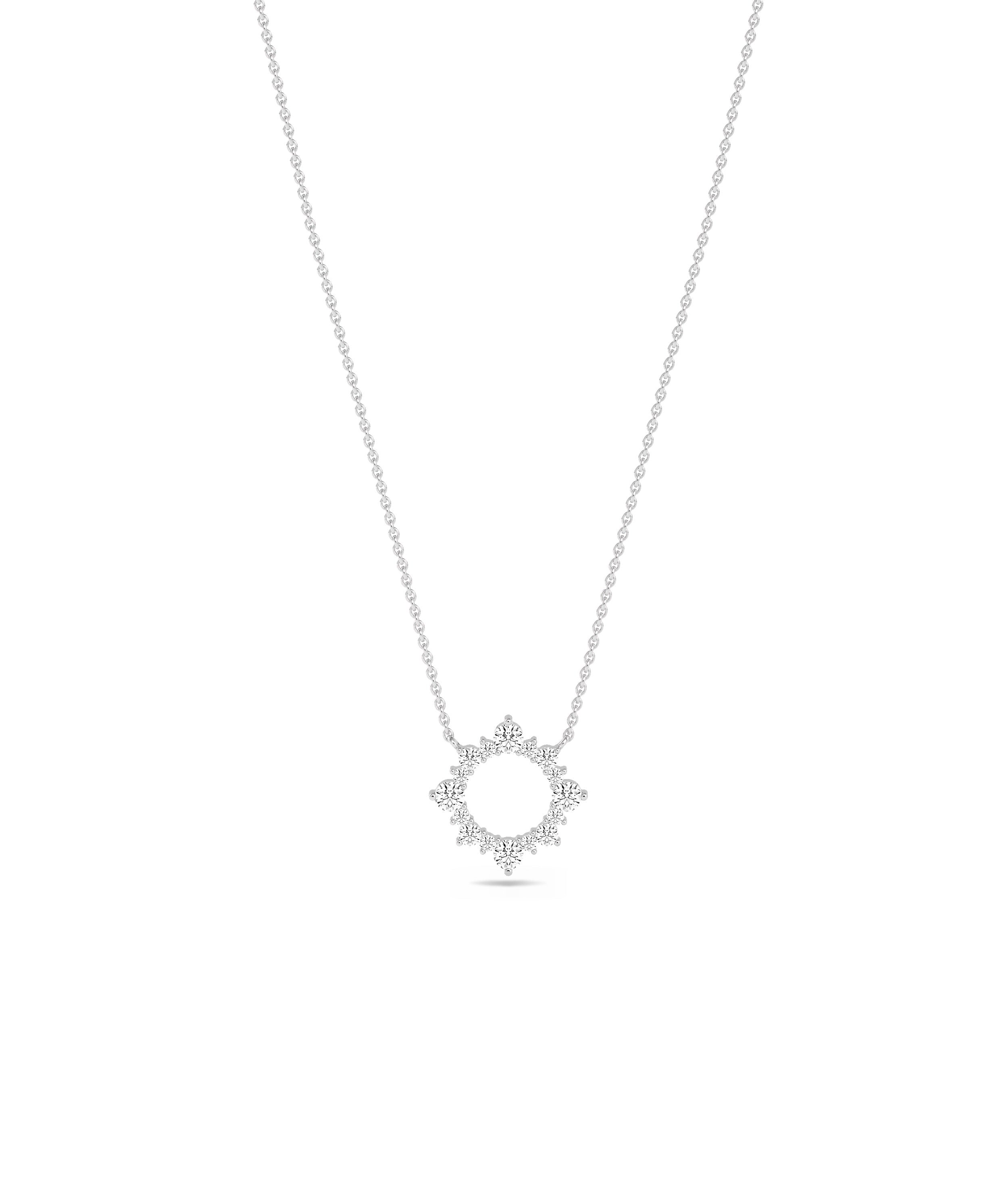 Diamond Circle Star Necklace - Everyday Jewelry