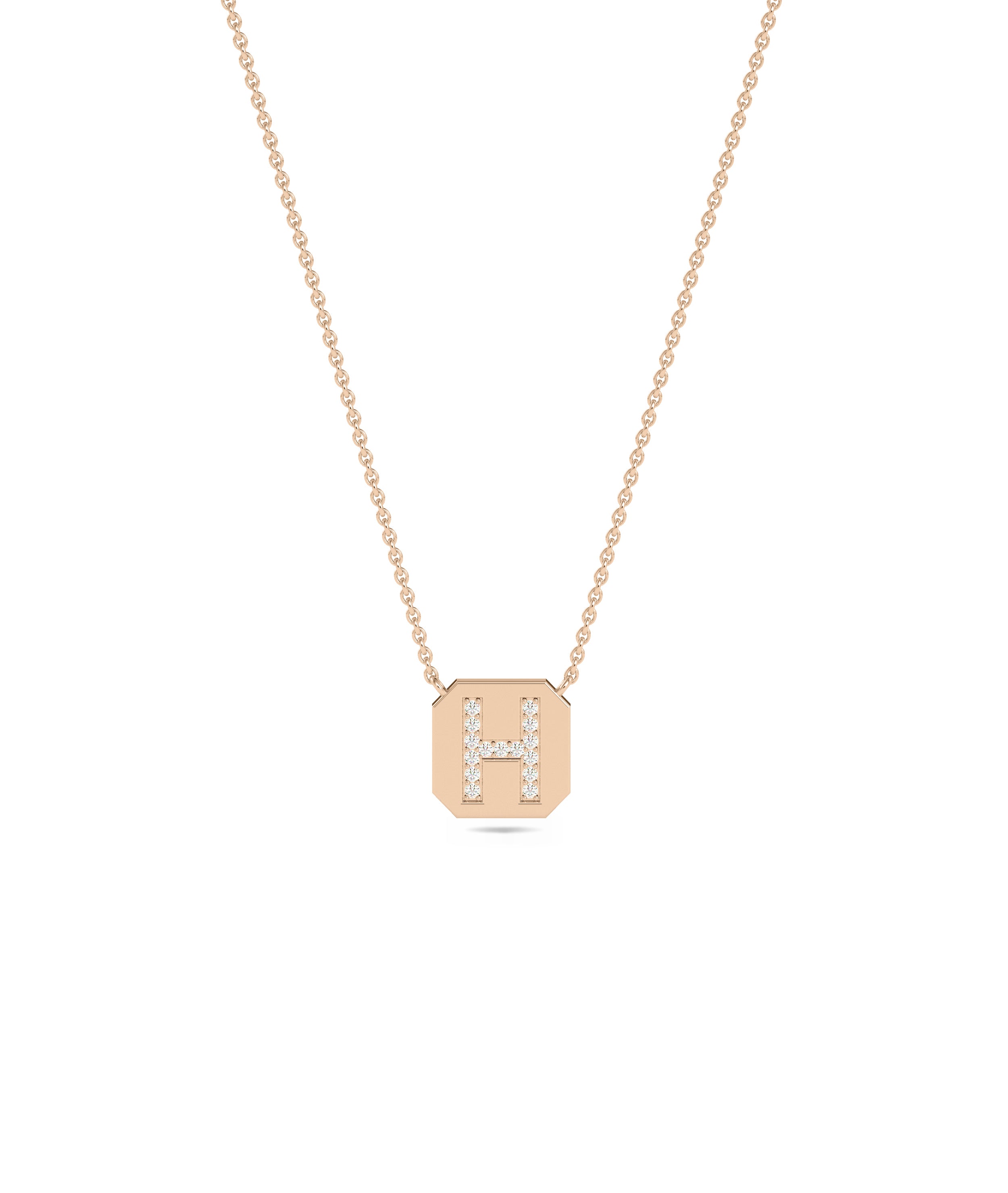 Diamond Initial Biscuit Necklace - Everyday Jewelry