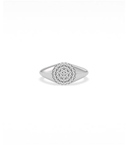 Diamond Cluster Circle Signet Ring