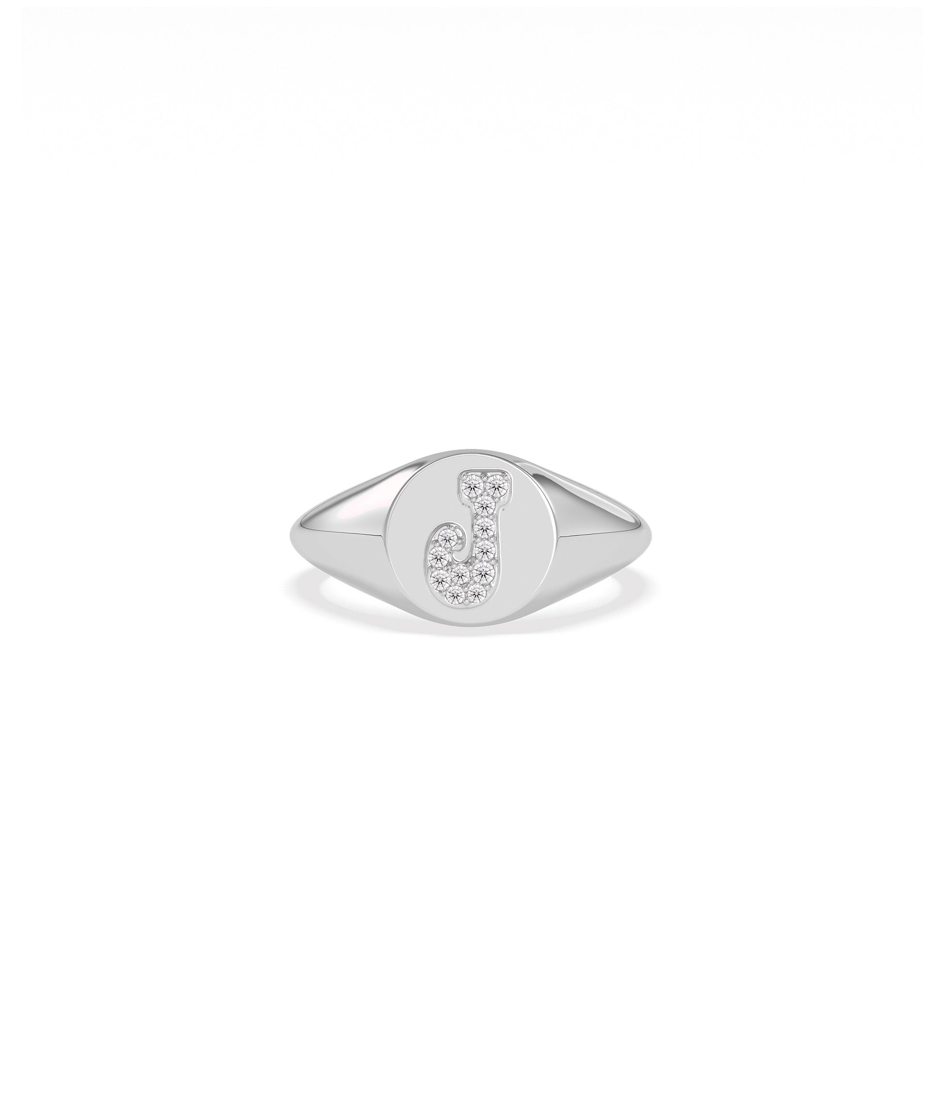 Custom Diamond Pave Initial Signet Ring - Unique Diamond Band Ring Design