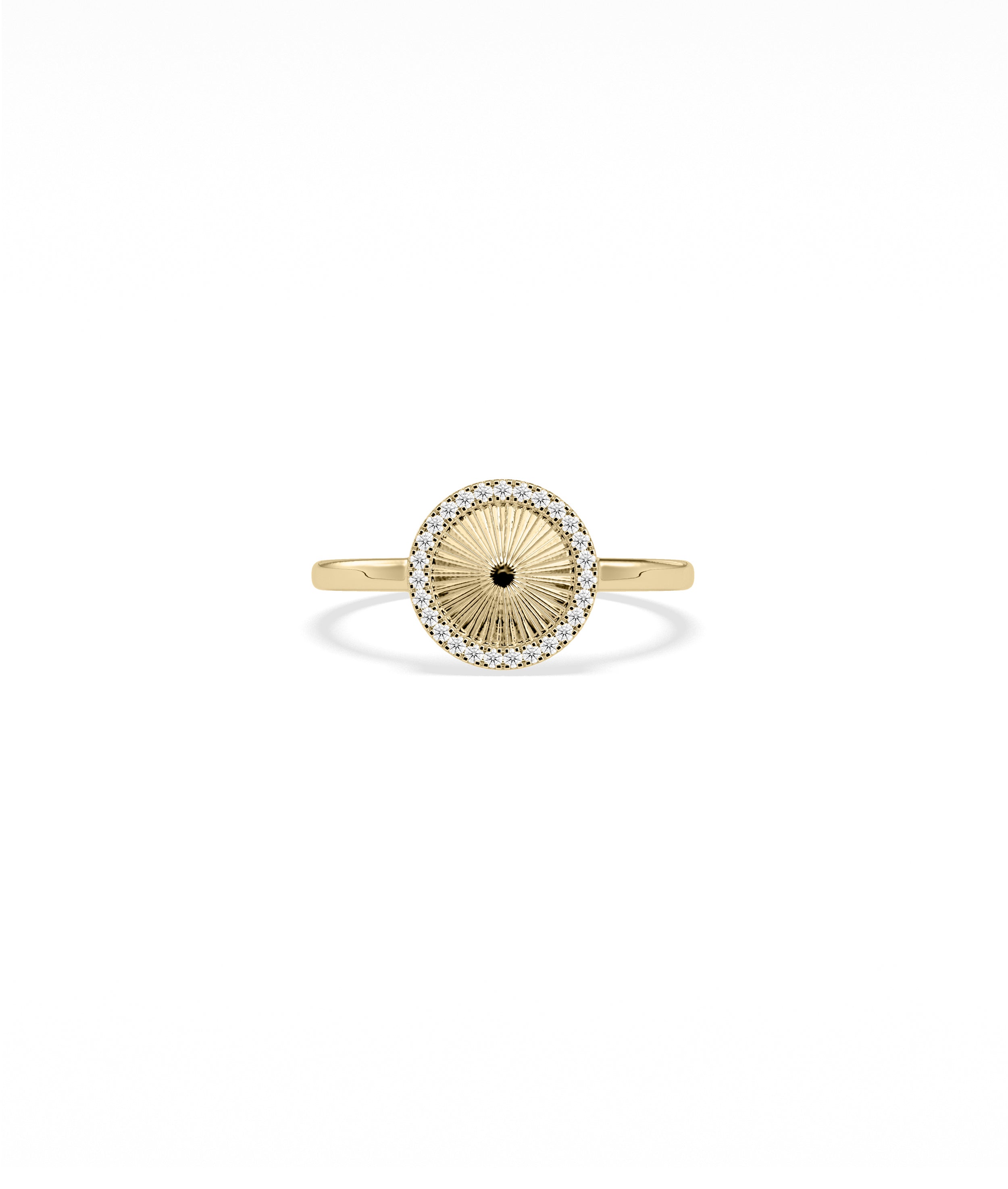 Diamond Outline Groove Circle Ring | 14k Gold Engagement Ring