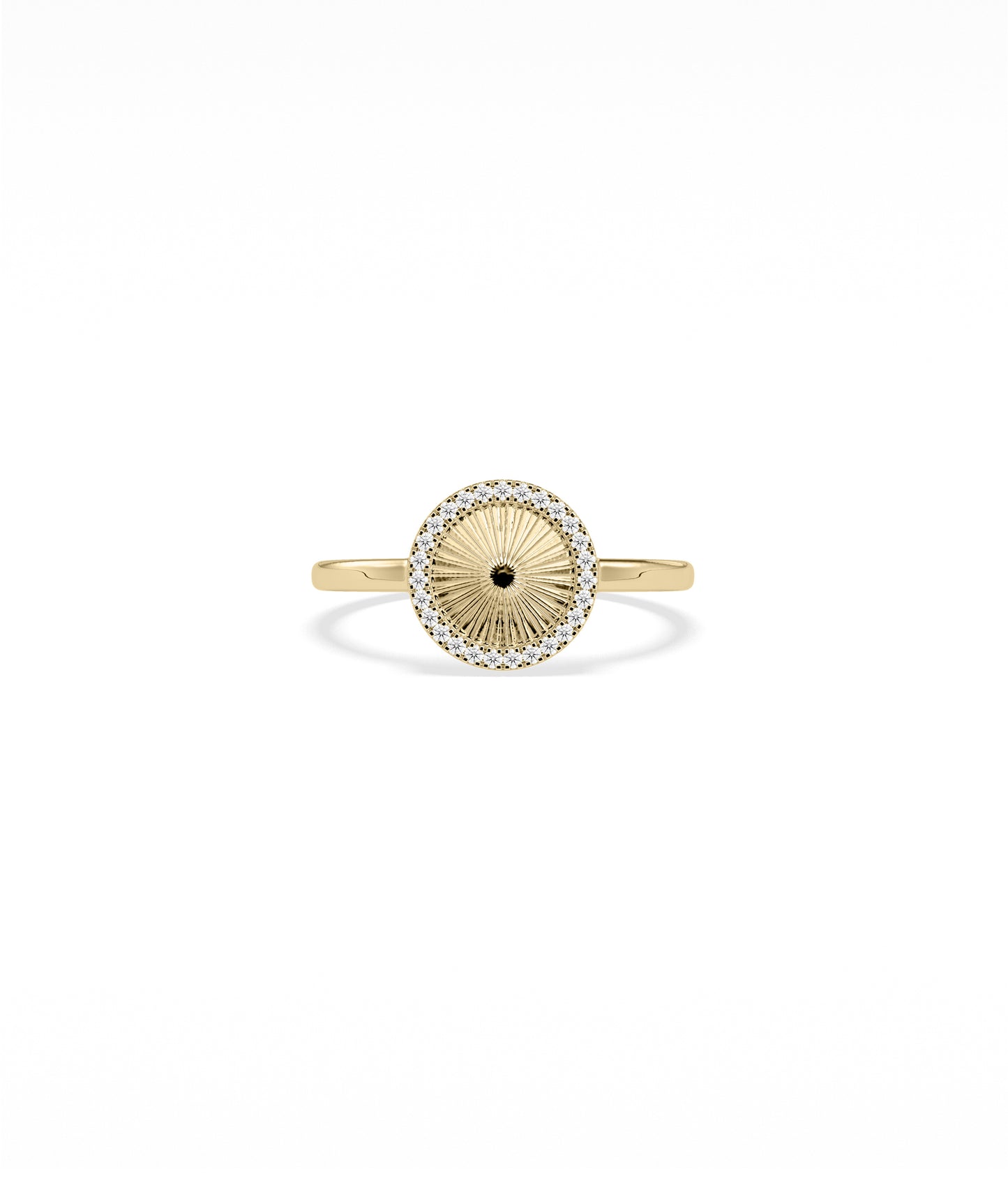 Diamond Outline Groove Circle Ring | 14k Gold Engagement Ring