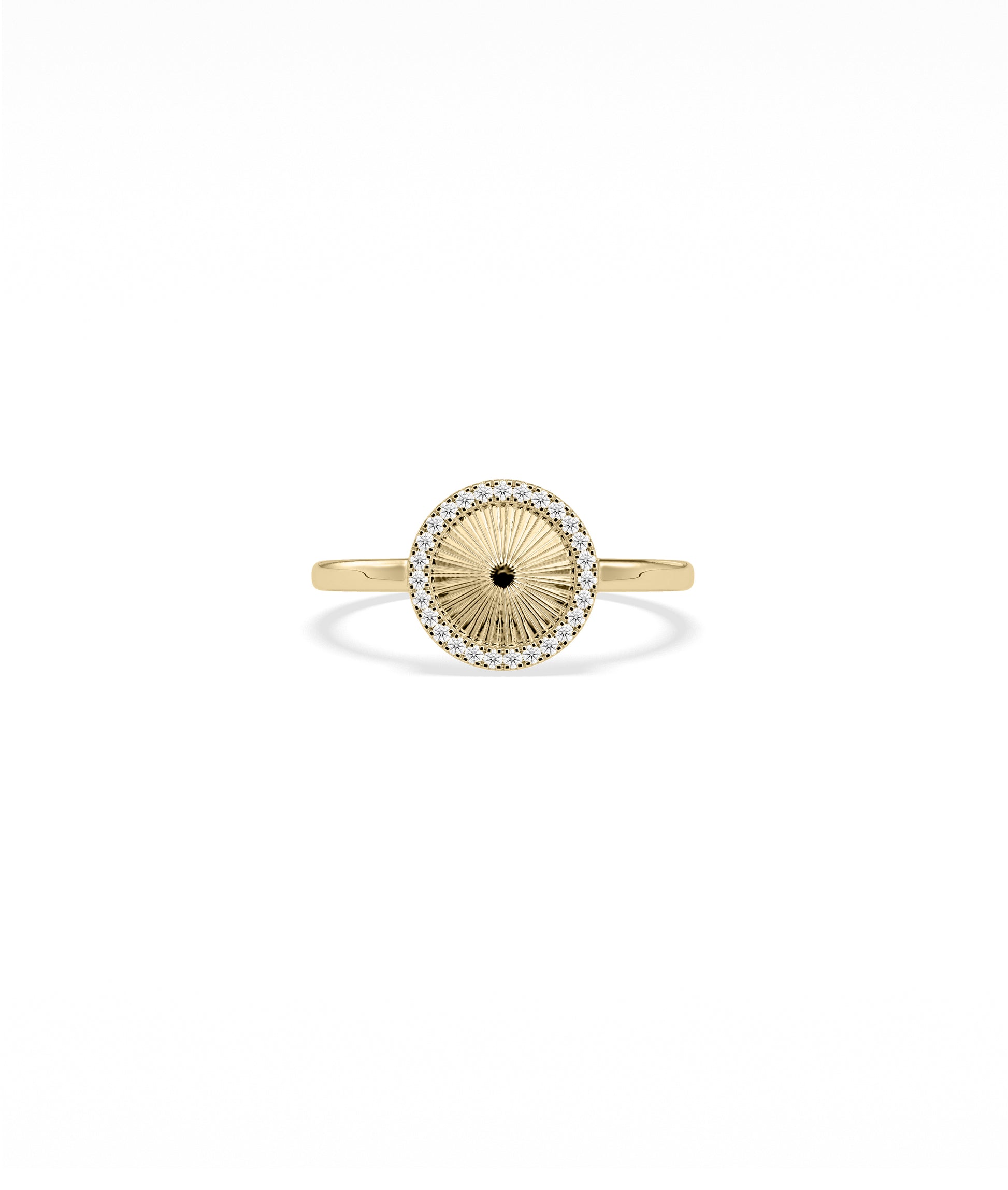 Diamond Outline Groove Circle Ring | 14k Gold Engagement Ring