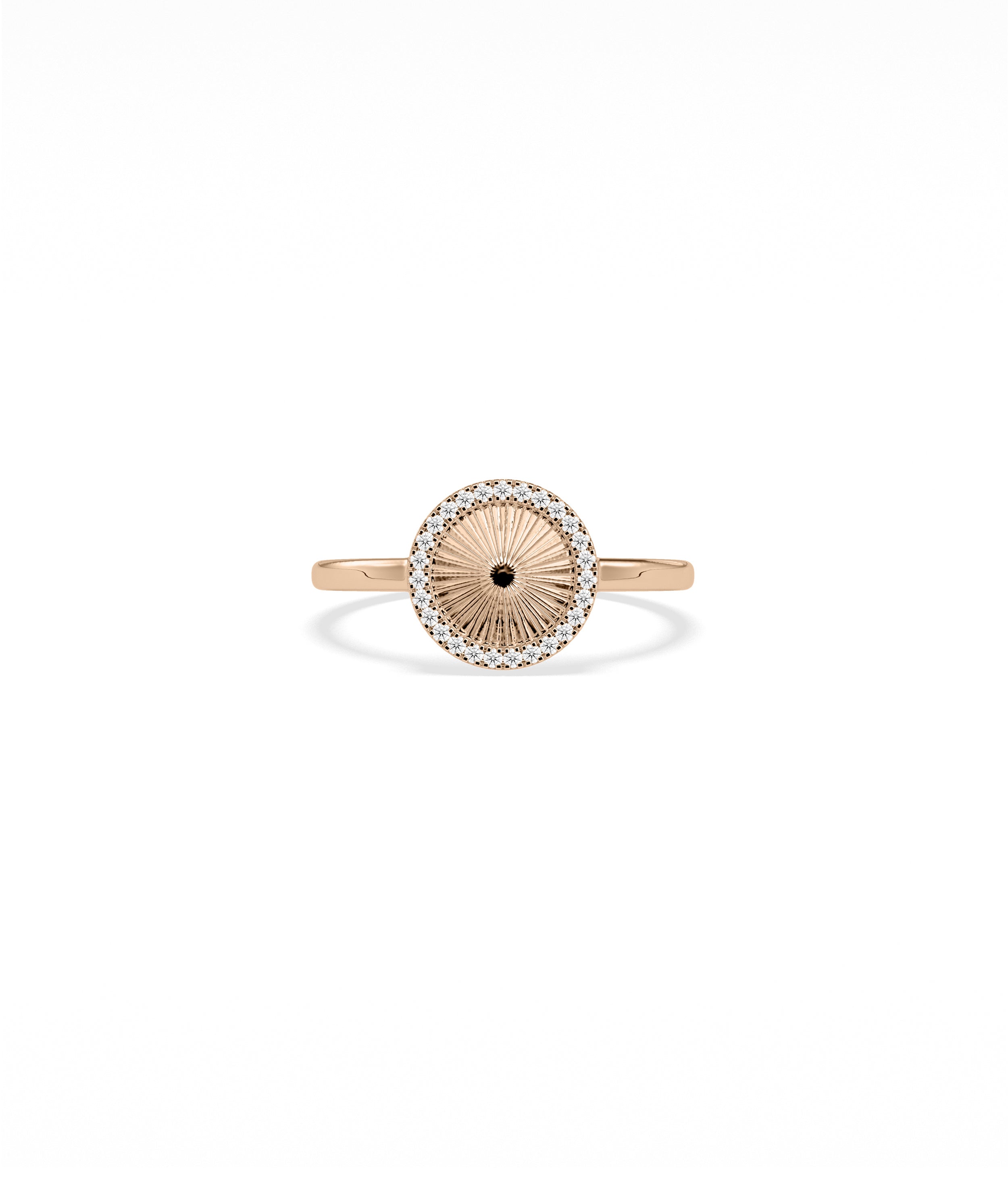 Diamond Outline Groove Circle Ring | 14k Gold Engagement Ring