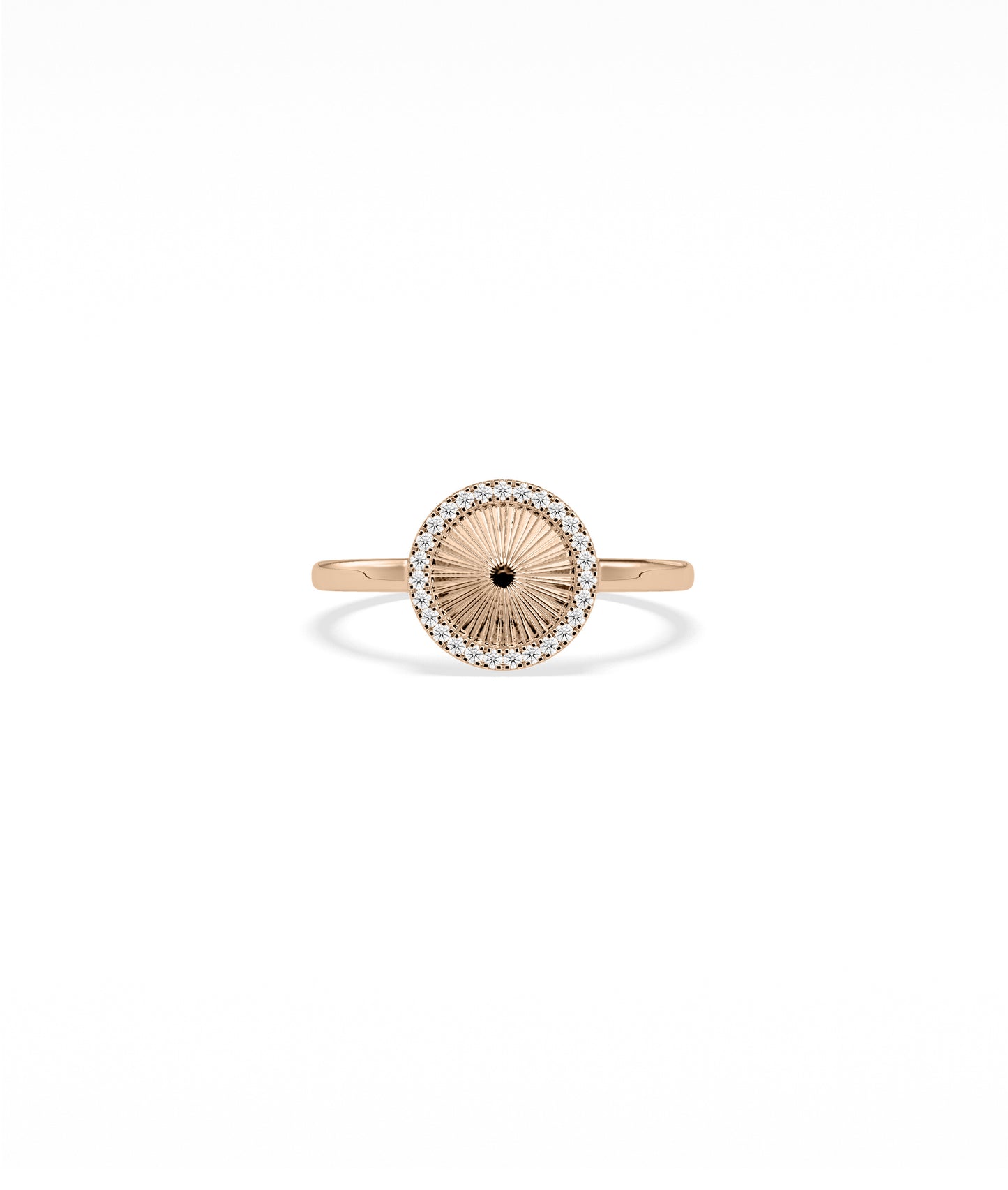 Diamond Outline Groove Circle Ring | 14k Gold Engagement Ring