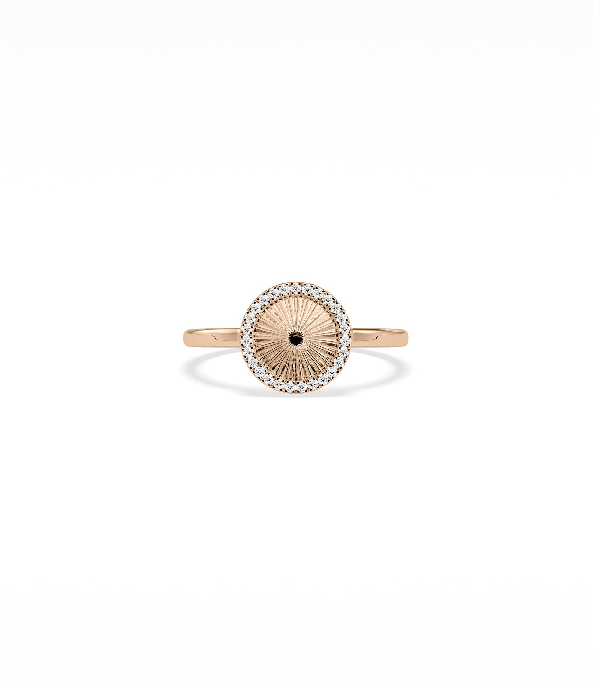 Diamond Outline Groove Circle Ring | 14k Gold Engagement Ring