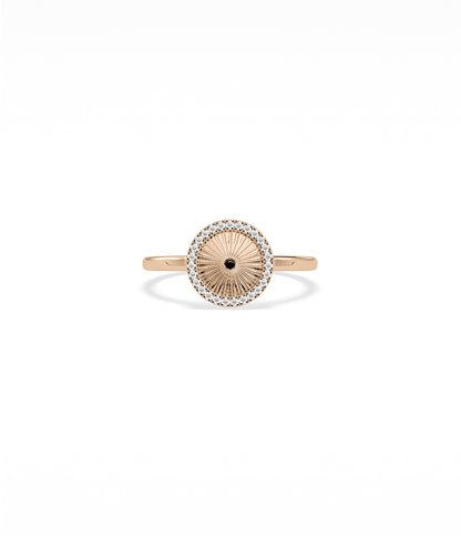 Diamond Outline Groove Circle Ring | 14k Gold Engagement Ring