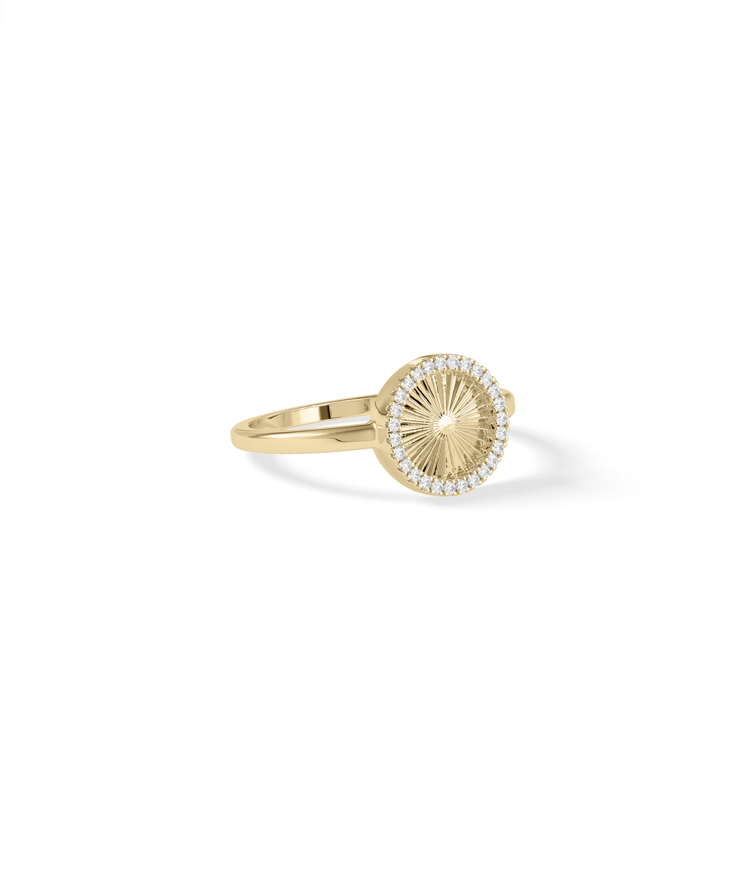 Diamond Outline Groove Circle Ring | 14k Gold Engagement Ring