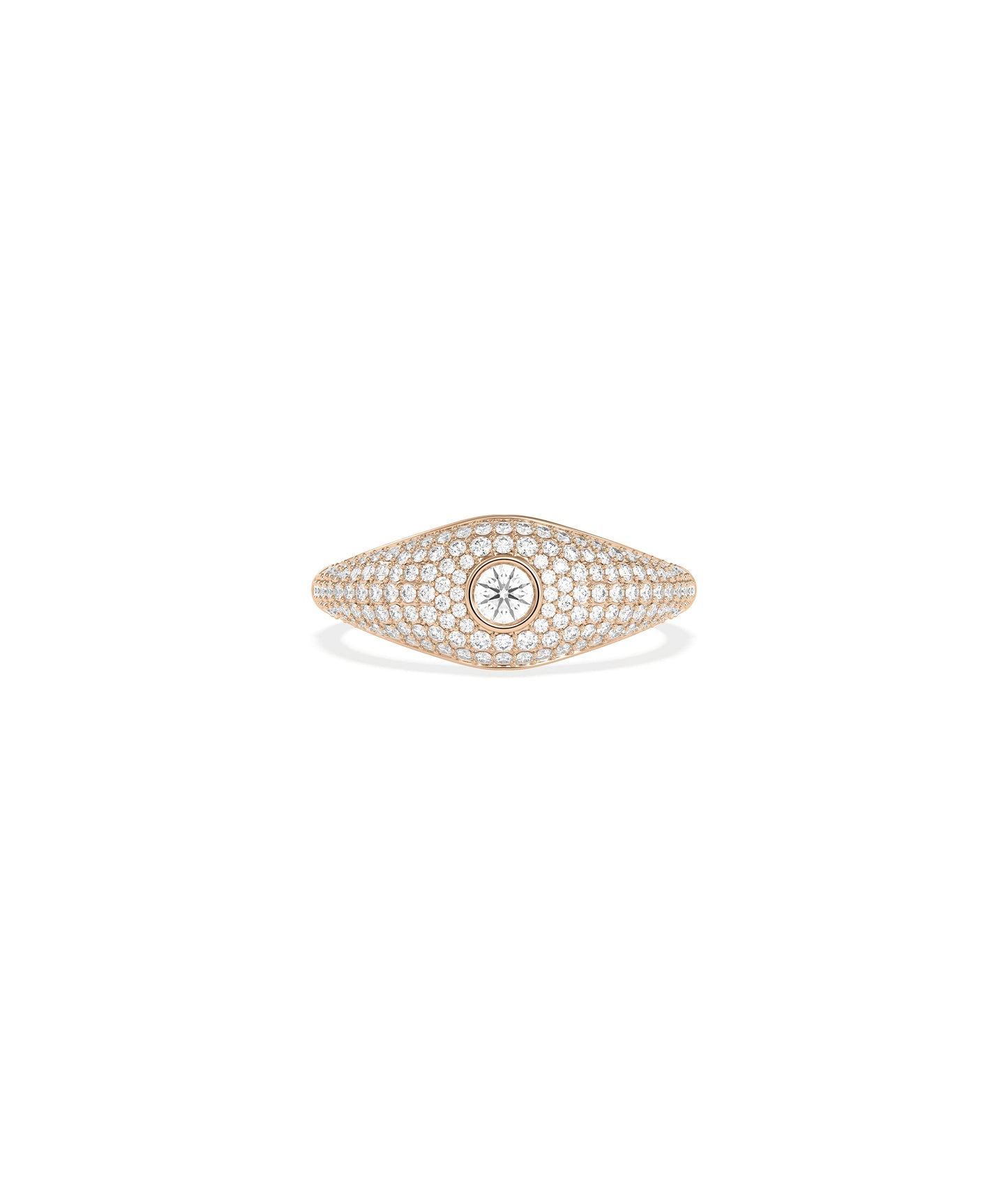 Diamond Solitaire and Pave Dome Ring