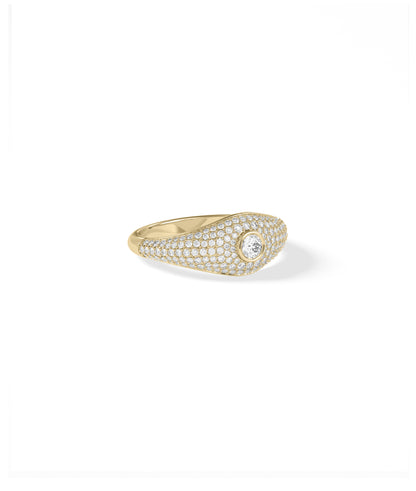 Diamond Solitaire & Pave Band Ring - Elegant Diamond Band