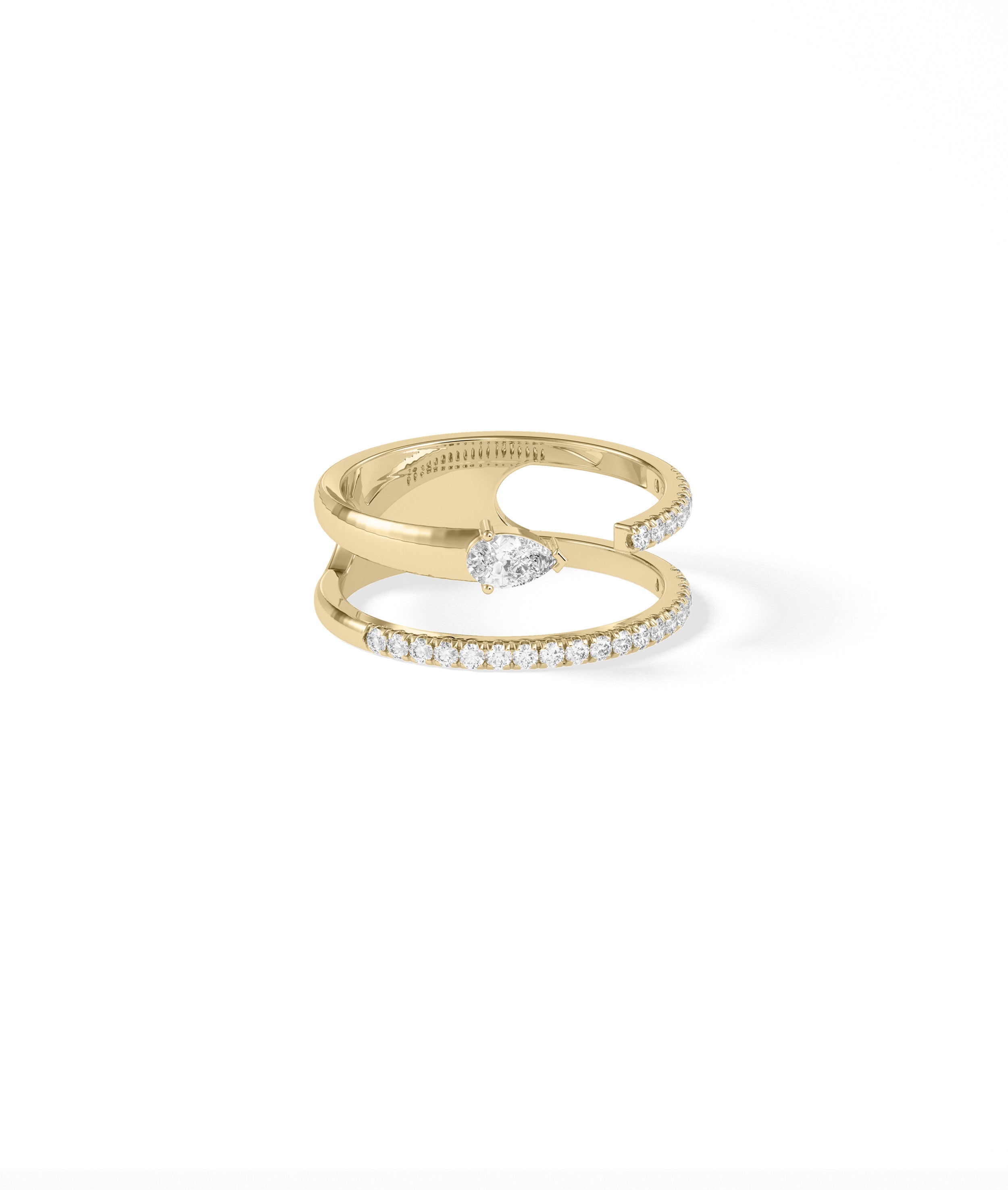 2 Line Diamond Pave and Solitaire Band Ring | Everyday Jewelry