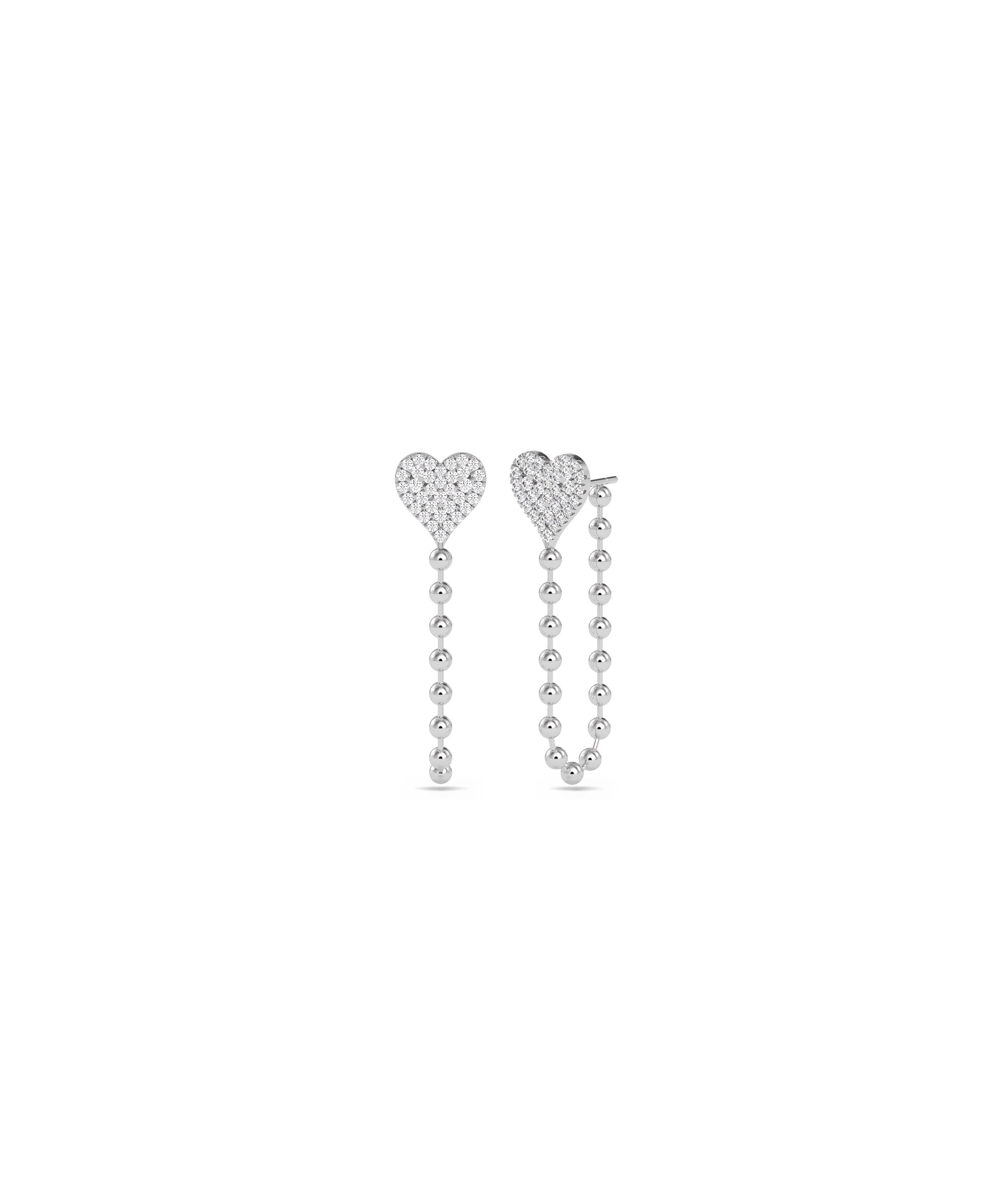 Diamond Pave Heart with Beaded Chain Dangle | Diamond Chains