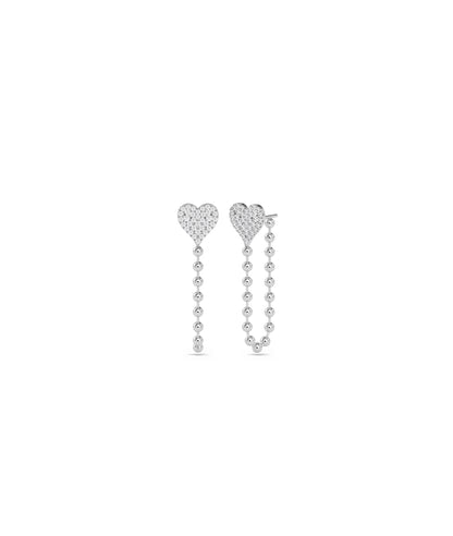 Diamond Pave Heart with Beaded Chain Dangle | Diamond Chains