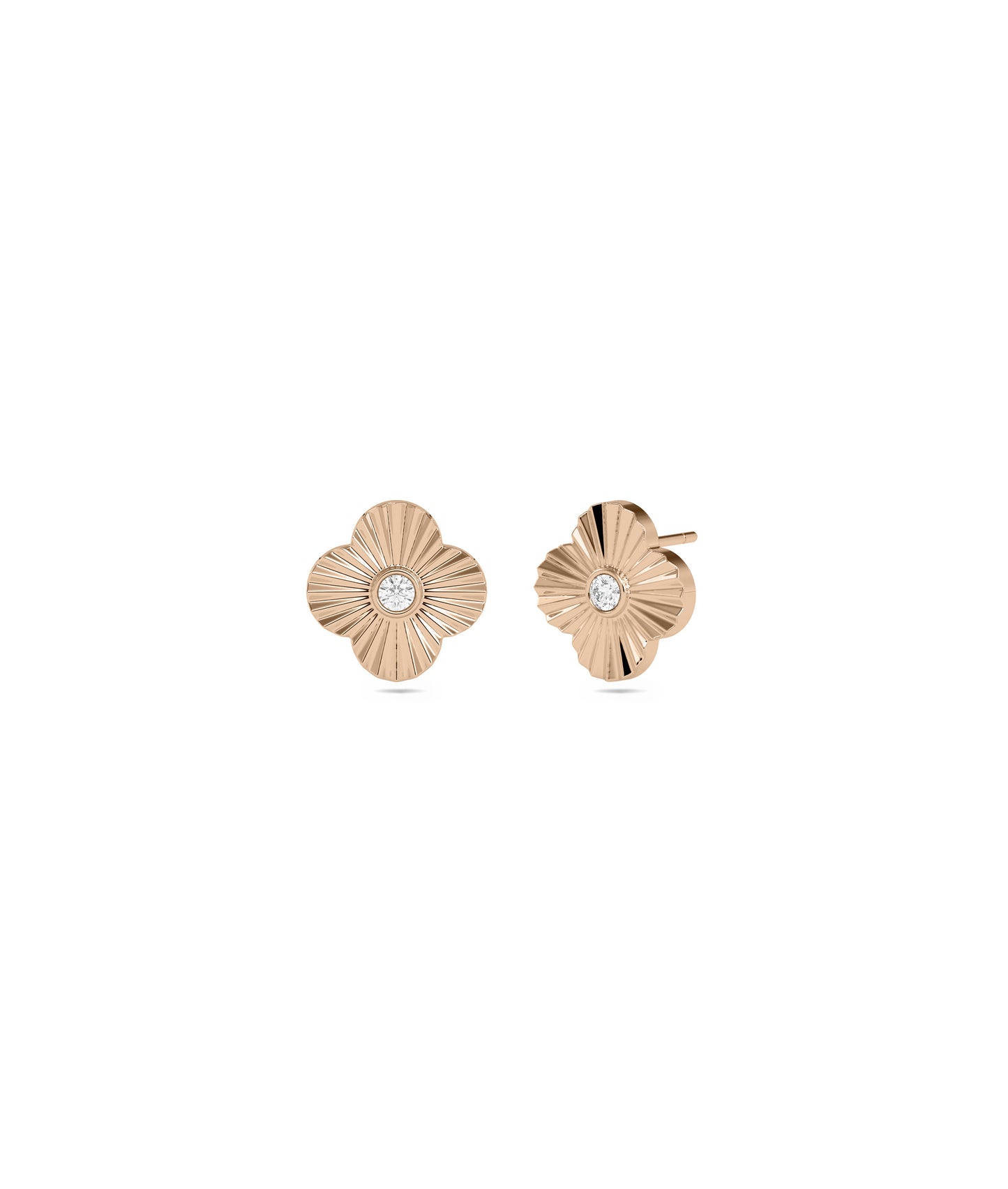 Clover Groove Diamond Solitaire Stud Earrings - Everyday Jewelry"