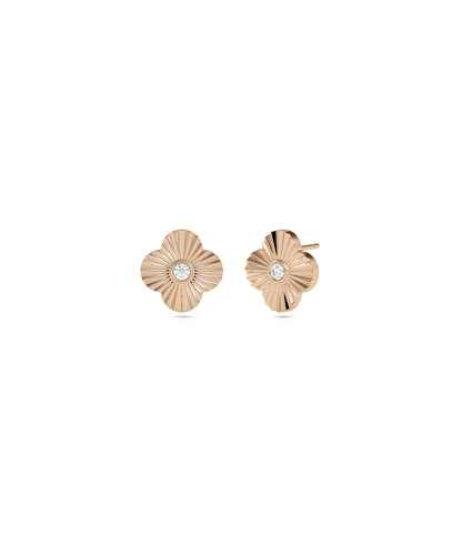 Clover Groove Diamond Solitaire Stud Earrings - Everyday Jewelry"