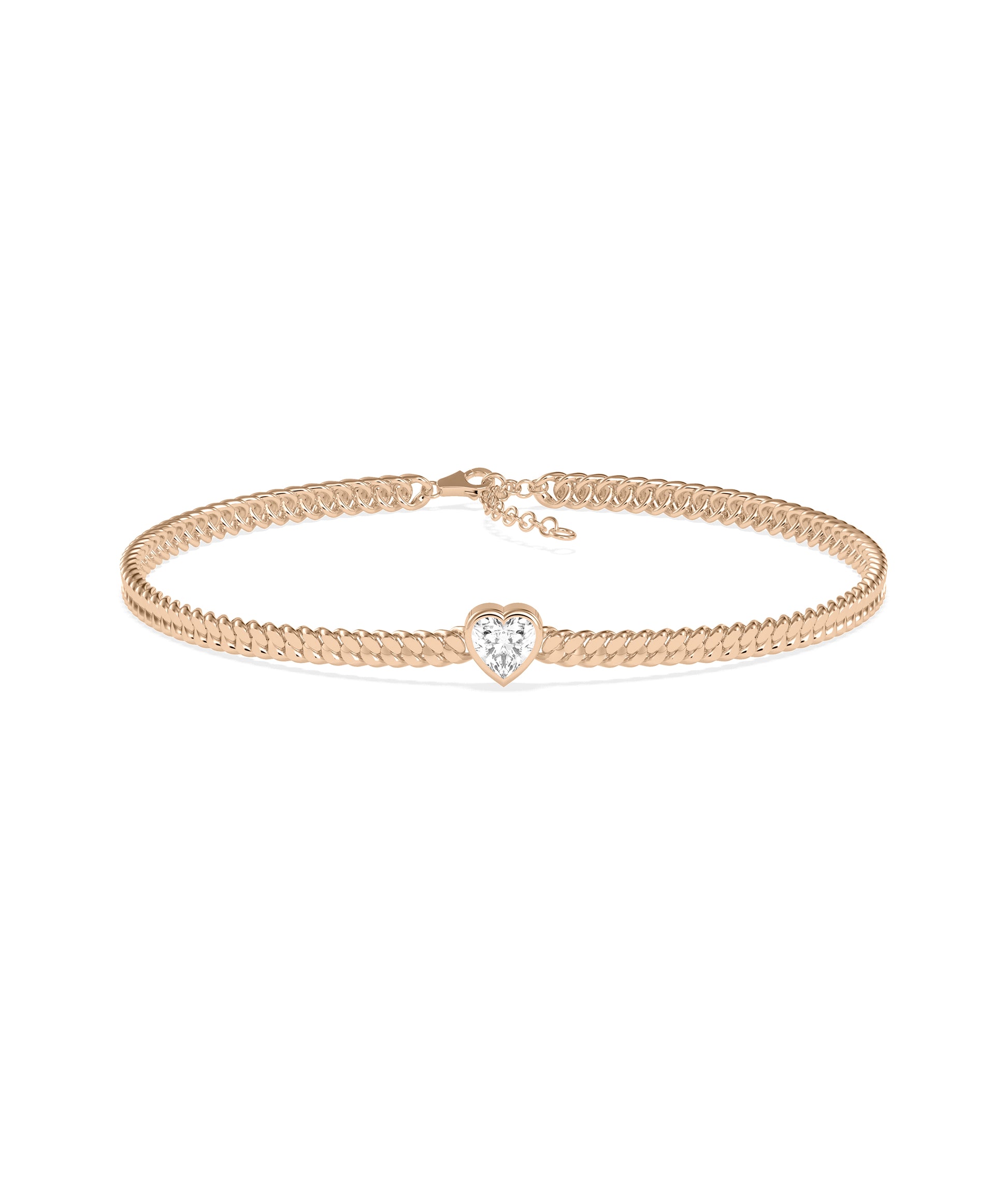 Solitaire Curb Link Bracelet- diamond bangle bracelet